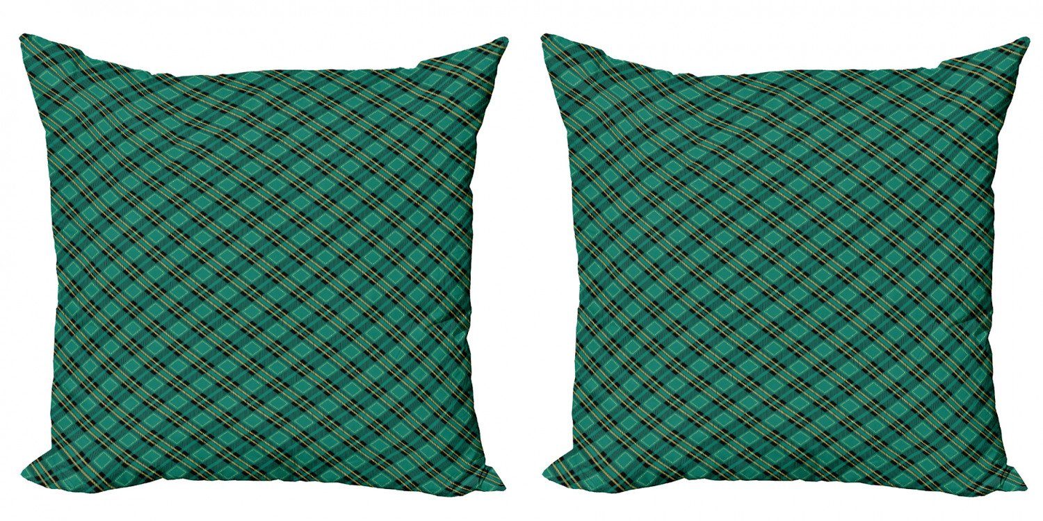 Kissenbezüge Modern Accent Doppelseitiger Digitaldruck, Abakuhaus (2 Stück), Keltisches Grün Diagonale Linien Kunst