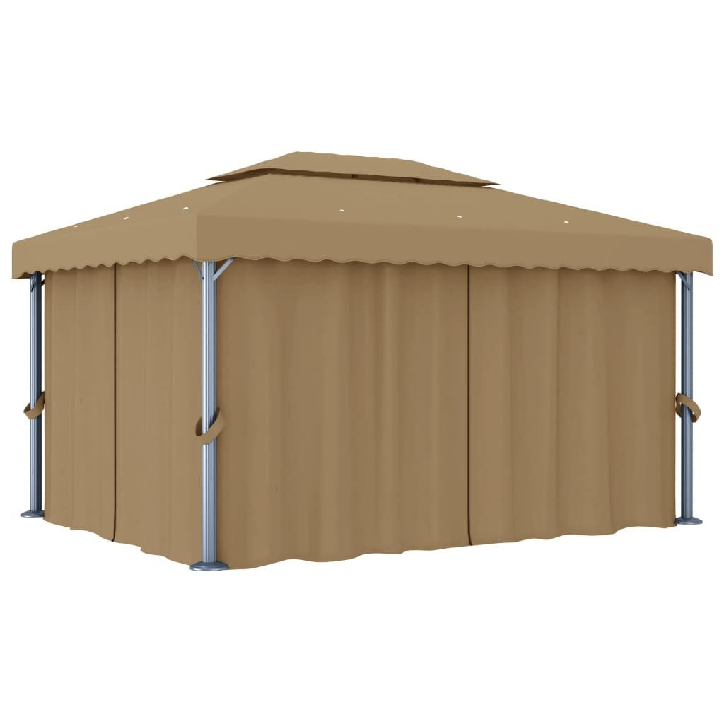 Partyzelt Pavillon mit Vorhang 4x3 m Taupe Aluminium