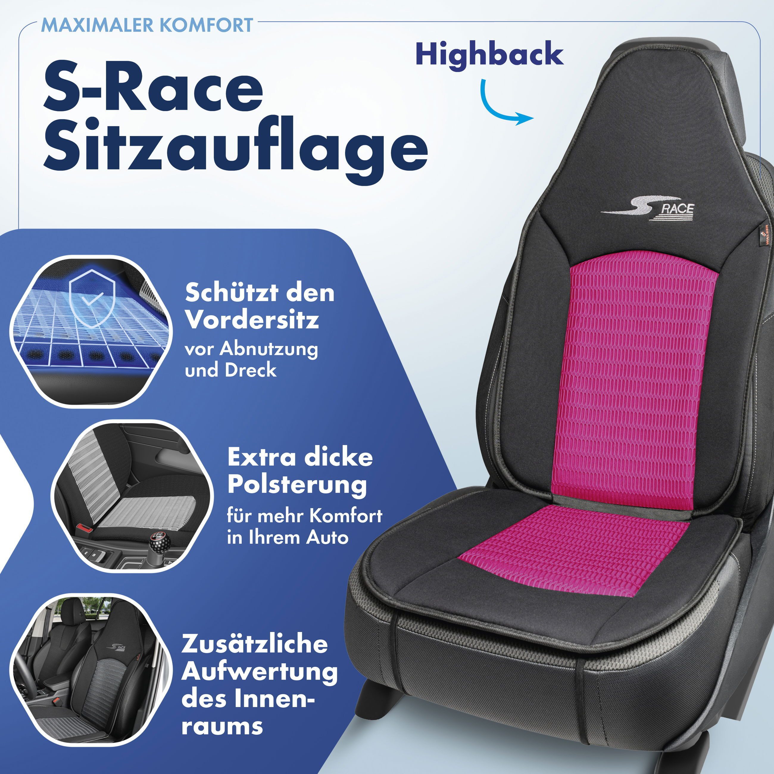 CarComfort Autositzauflage Sitzaufleger S-Race Pilotensit, 1 Stück, 1-tlg. – Bild 2 von 5