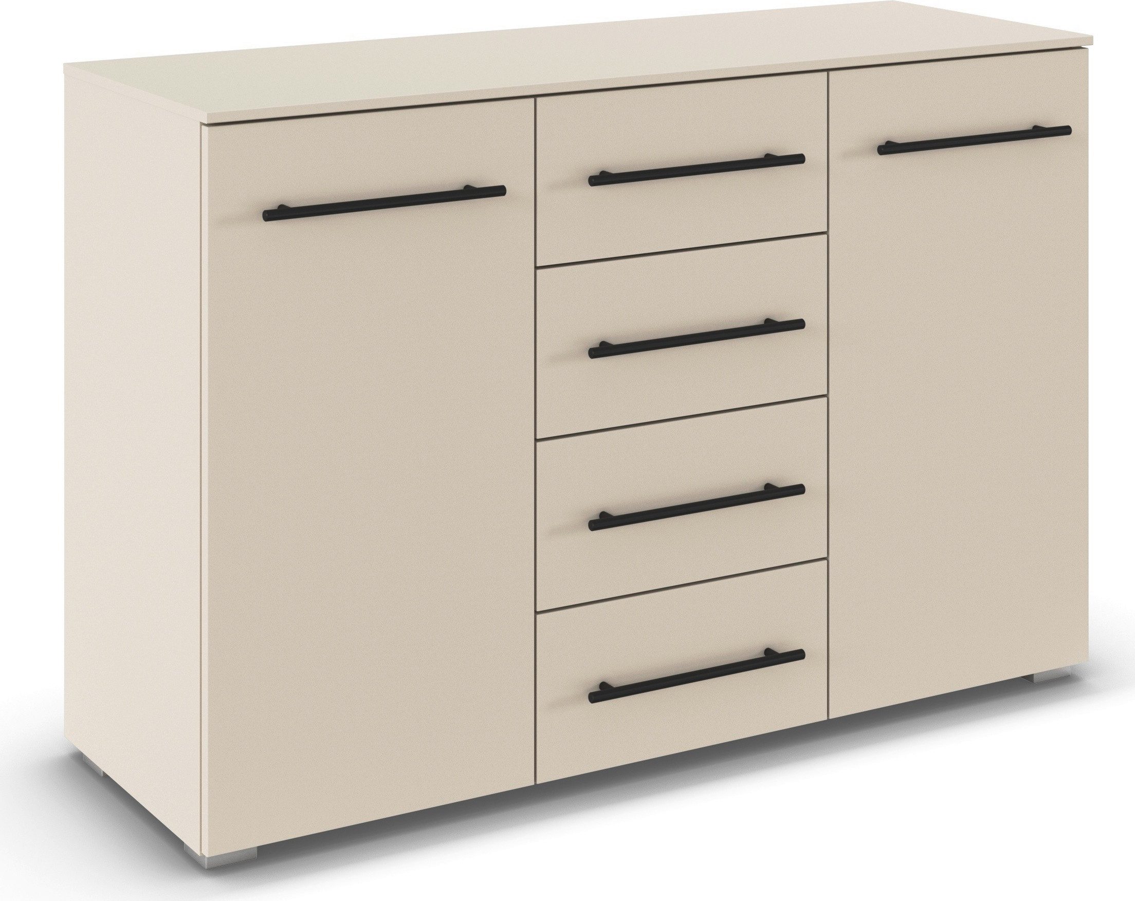 rauch Kombikommode Sideboard Schubladenkommode AVOLA mit Dekorfront (Breite 120 cm inkl. Soft-Close-Funktion), vier große Schubladen und 2 Türen, mit 4 Einlegeböden MADE IN GERMANY
