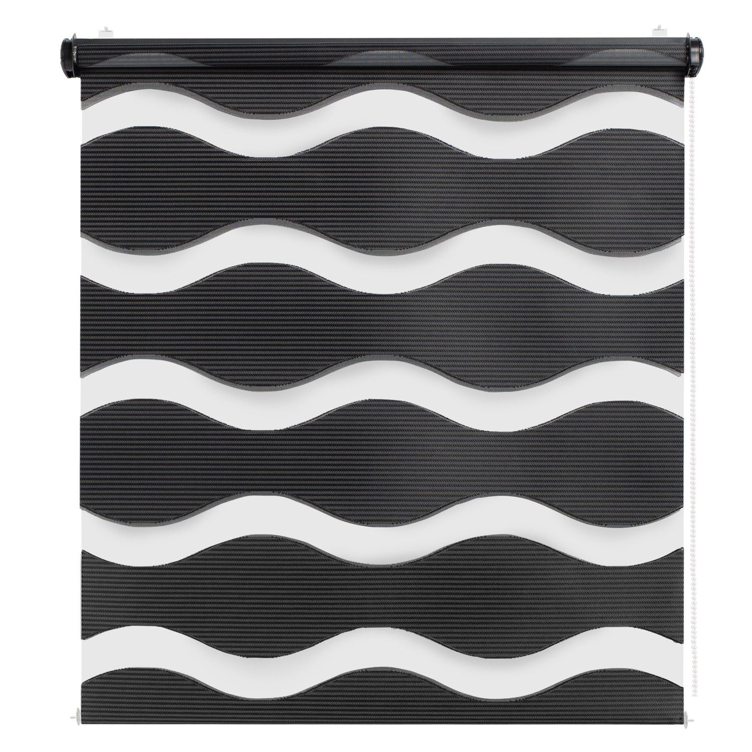 Doppelrollo WELLE 50x150 cm, schwarz, Rikmani, Klemm- oder Schraubmontage, Moderne Optik, Klemm- oder Schraubmontage, Sicht- und Sonnenschutz