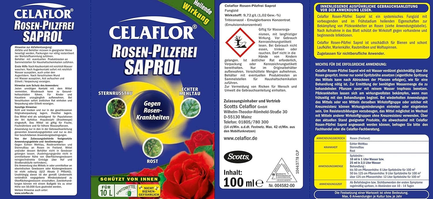 Evergreen Pflanzen-Pilzfrei Celaflor Rosen Pilzfrei Saprol 100 ml