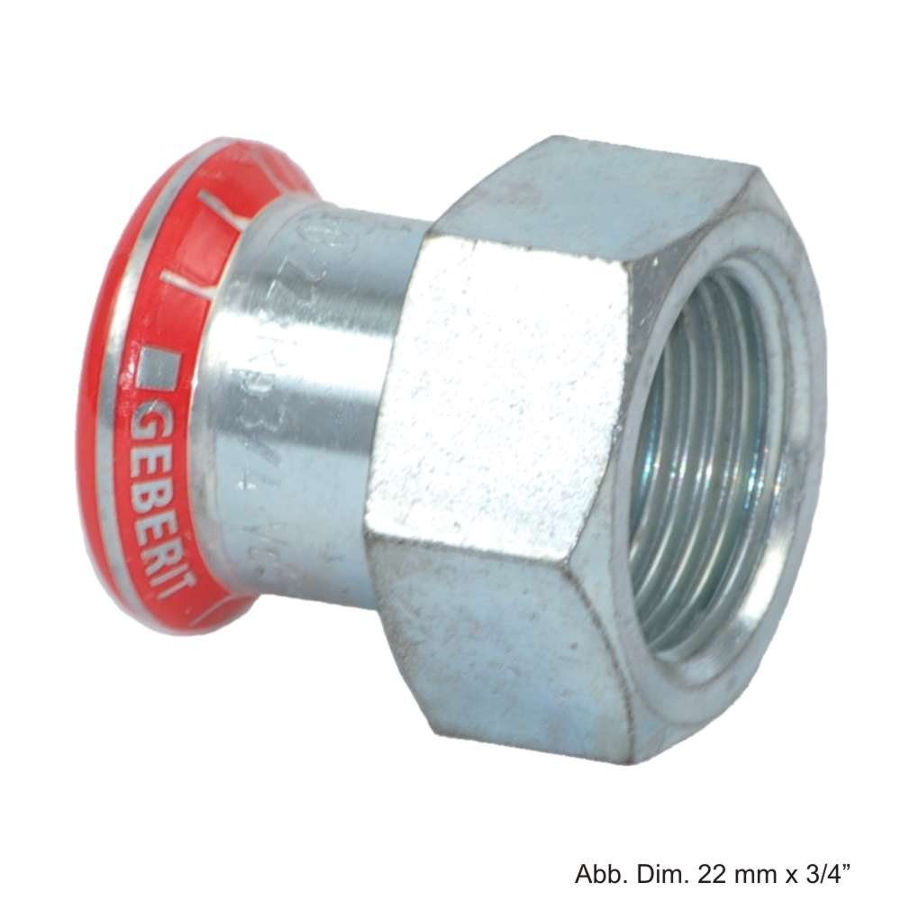 Wasserrohr Geberit Mapress C-Stahl Übergangsstück IG, 28mm x 1/2"