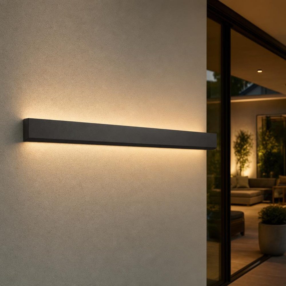 V-TAC LED Außen-Wandleuchte, LED-Leuchtmittel fest verbaut, Warmweiß, LED Wandleuchte Außenlampe Aluminium schwarz warmweiß IP65 L 141 cm