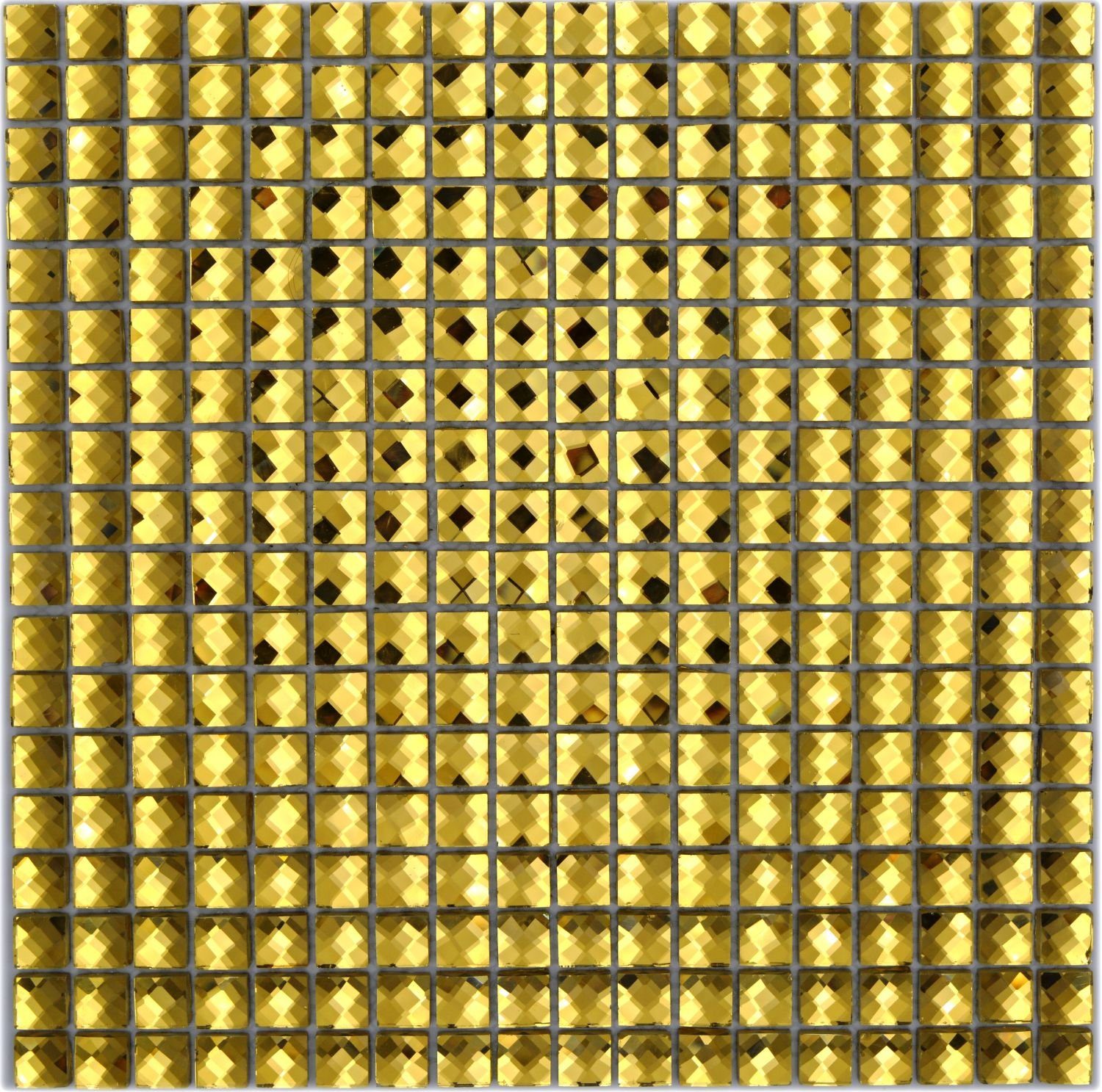 Mosani Mosaikfliesen Diamant Goldfliese glänzend Wand Küche Bad, Glas, Gold