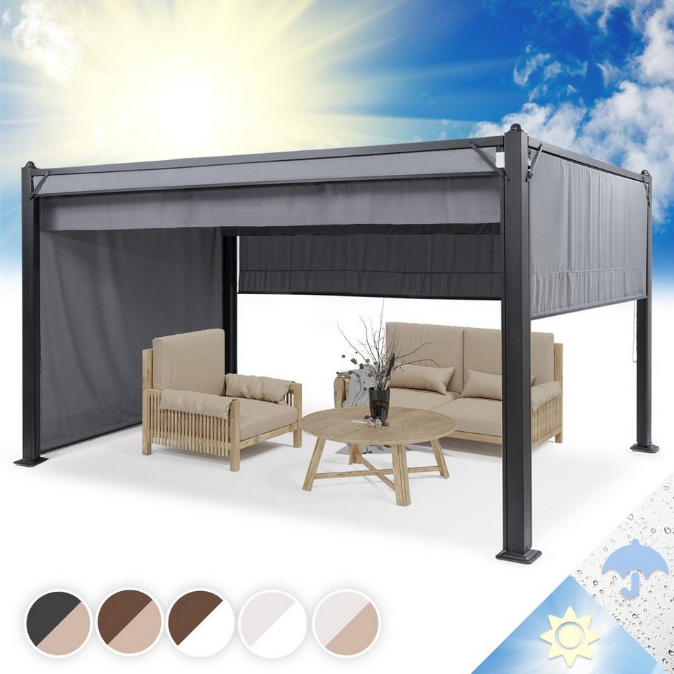blumfeldt Pavillon »Pantheon Cortina Pavillon mit Dach 3x4m 4 Seitenteile grau«, (Set, 1 x Pavillon (Montagesatz);Set), Pergola…