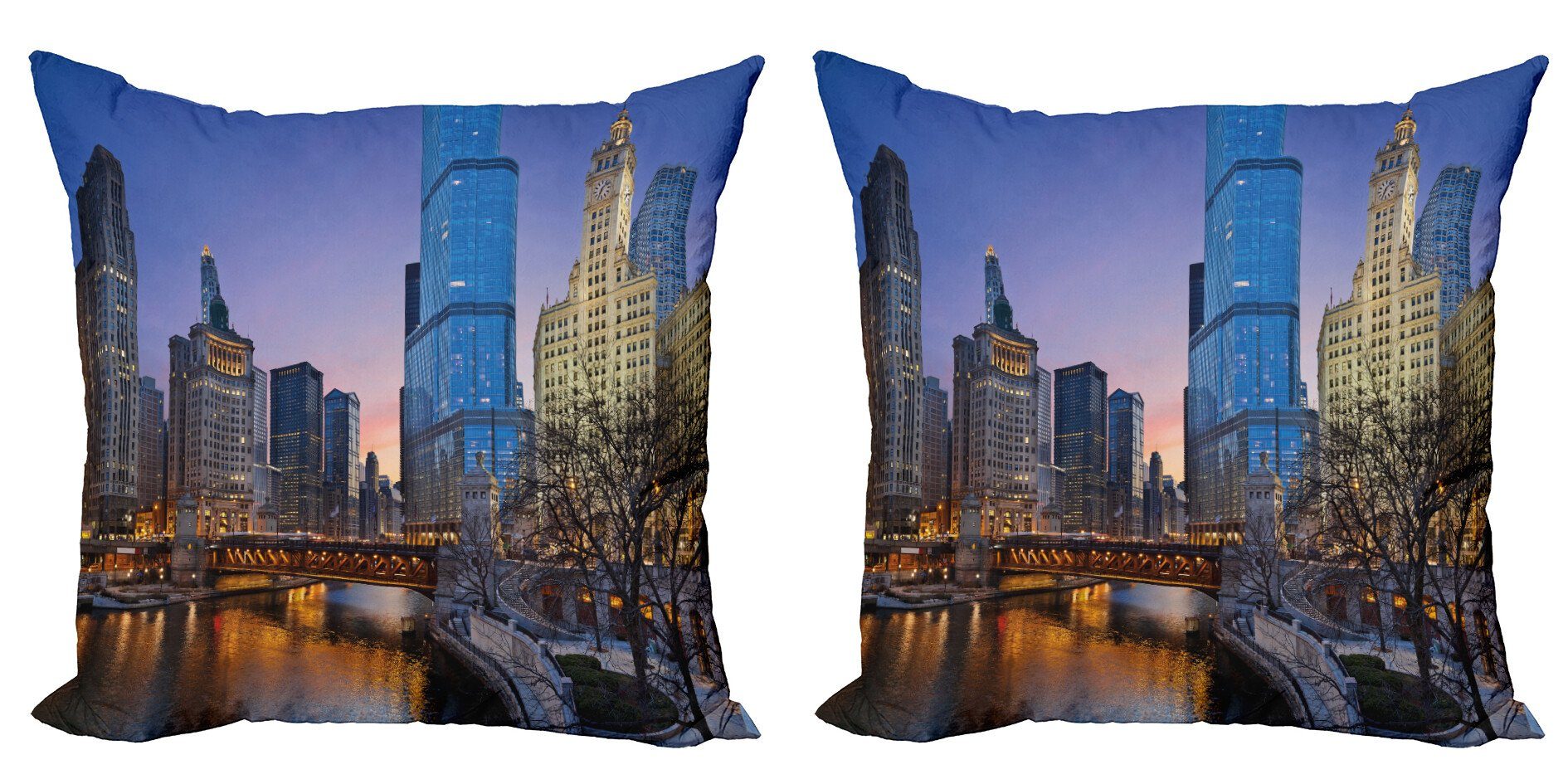 River Stück), Digitaldruck, Kissenbezüge Landschaft Chicago Abakuhaus Accent (2 Scenery Doppelseitiger Modern