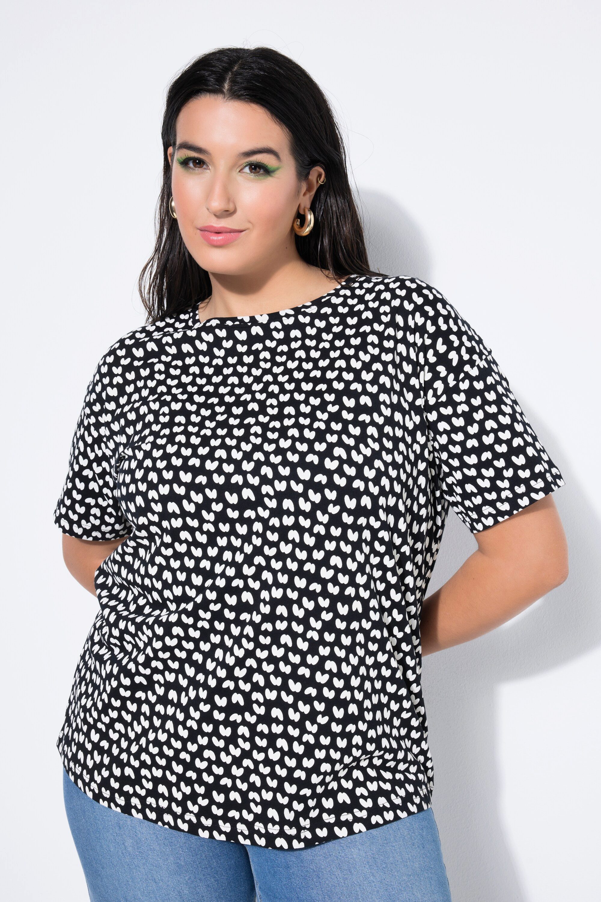 T-Shirt T-Shirt Black&White-Print Halbarm
