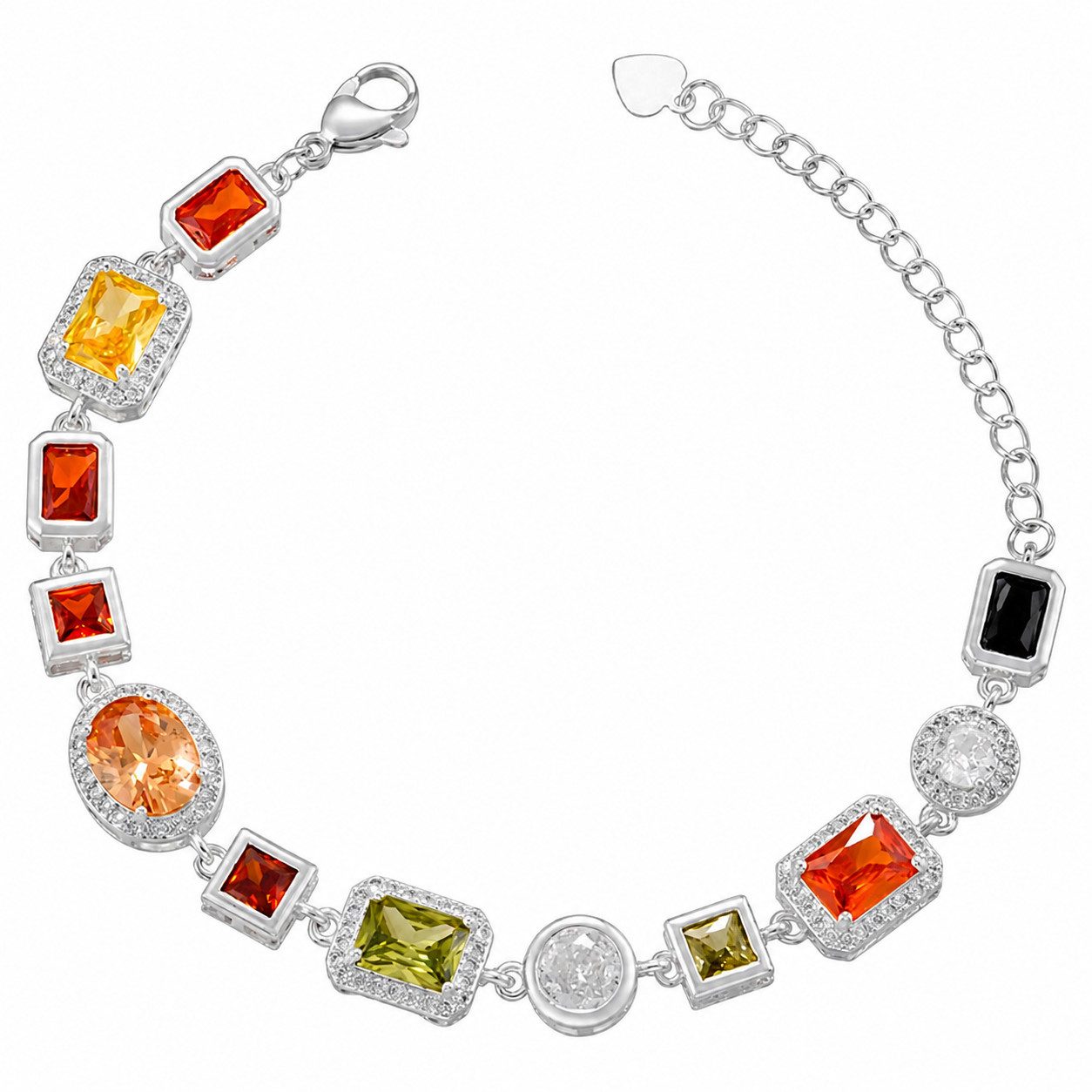 RAIKOU Collier Damen Zirkonia Schmuckset, Halskette /Armband, gold/silberfarben, Farbige Zirkonia-Steine