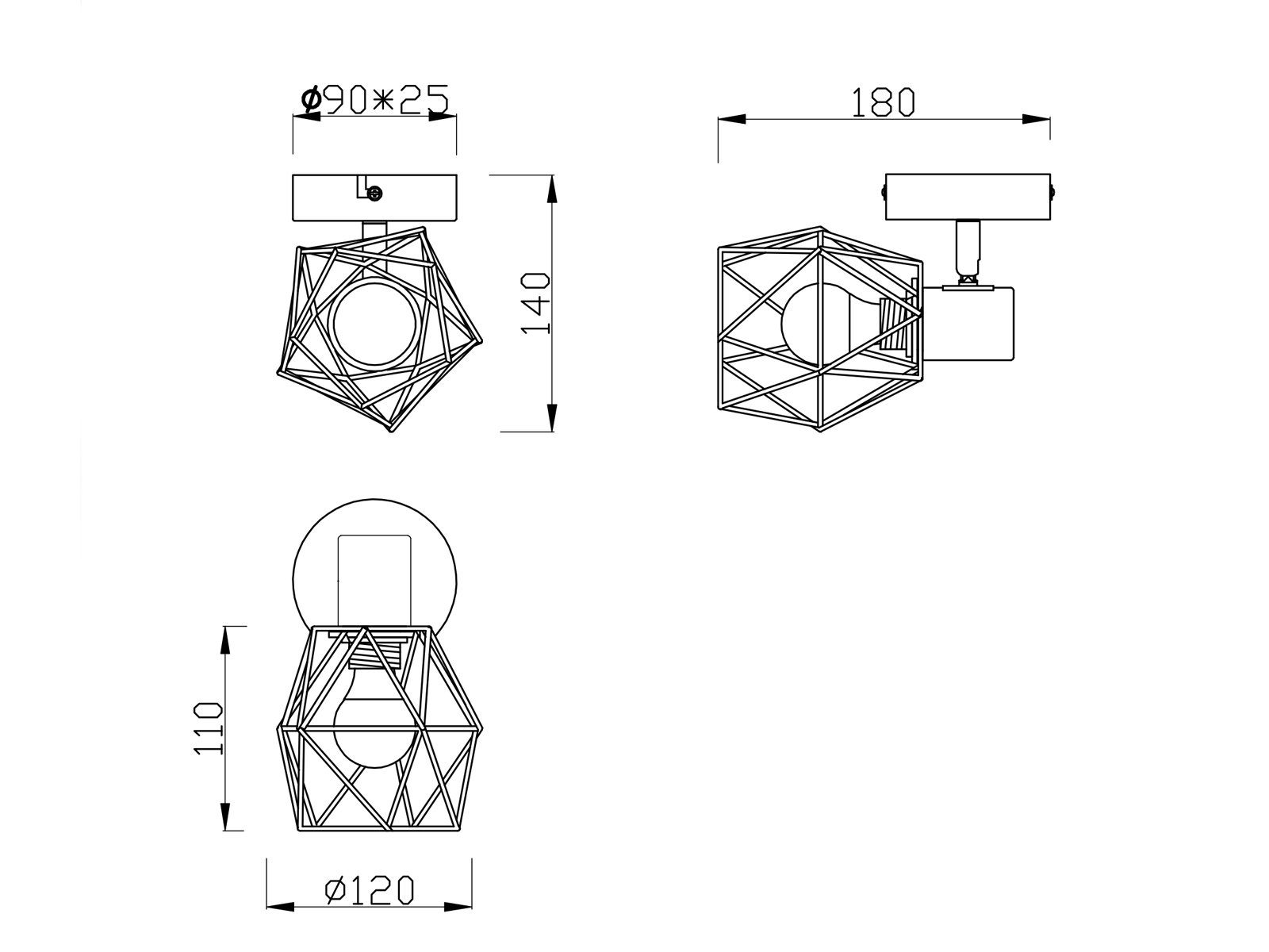 innen, Gitter-Schirm Leuchtmittel, Rost-Optik, Lese-Lampe ohne meineWunschleuchte Industrie-Design mit Bett Wandstrahler,