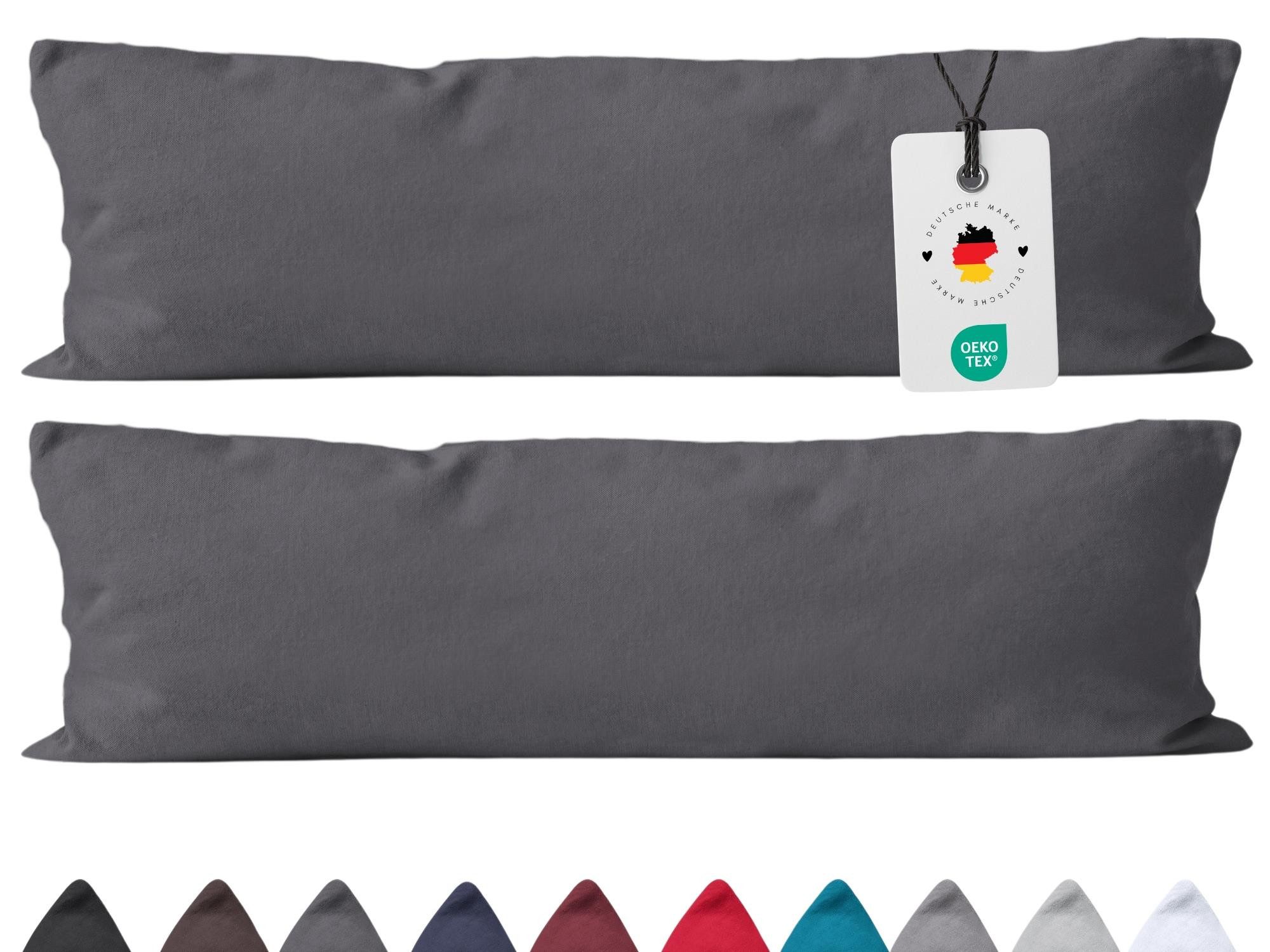 Carpe Sonno Seitenschläferkissenbezug 40x145 Baumwolle Seitenschläfer Kissenbezug Kissenhülle Bezug, (2 Stück), Seitenschläferkissenbezug 145 x 40 cm Stillkissenbezug Anthrazit