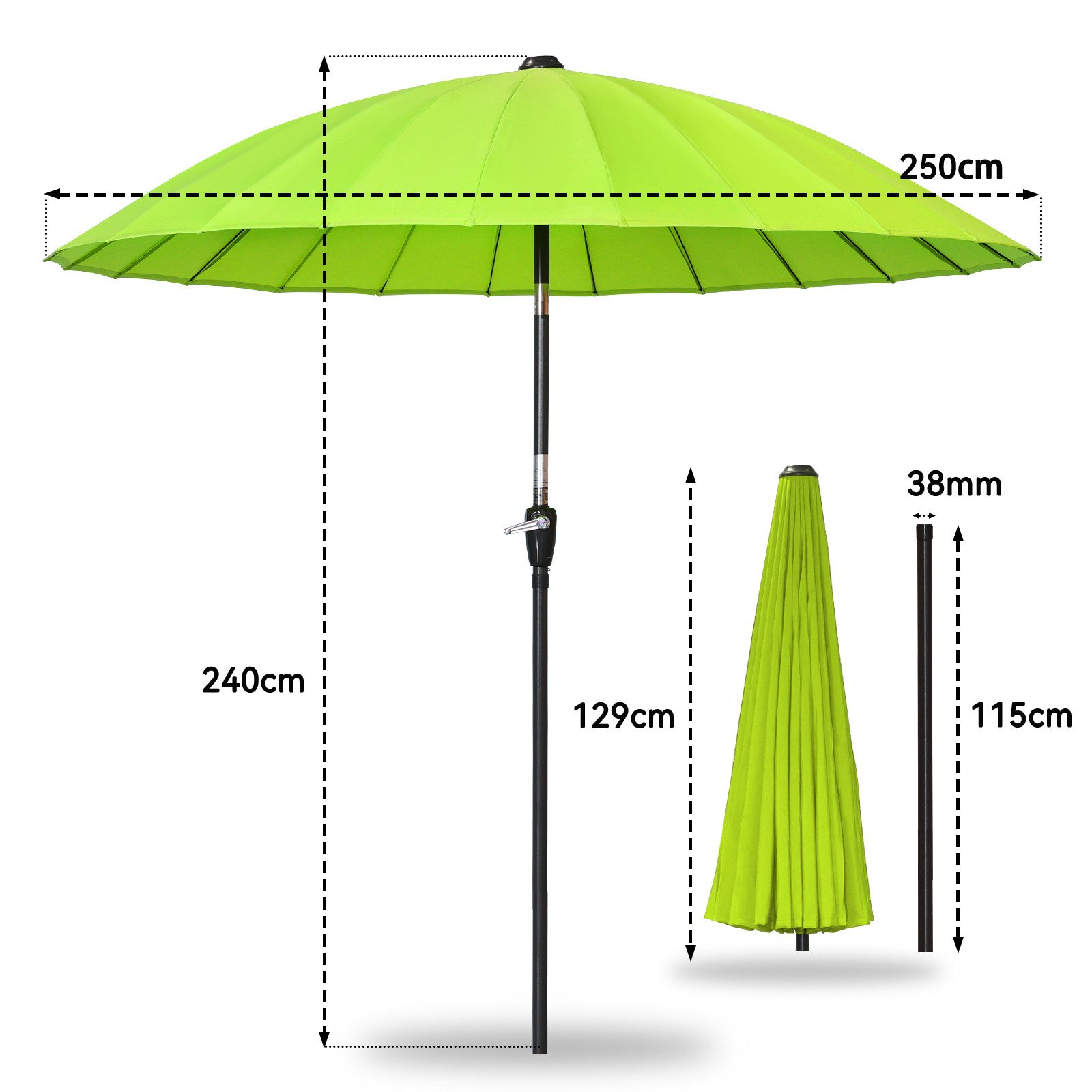 Angel Living Sonnenschirm Terrassenschirm Ø 250cm, günstig online kaufen