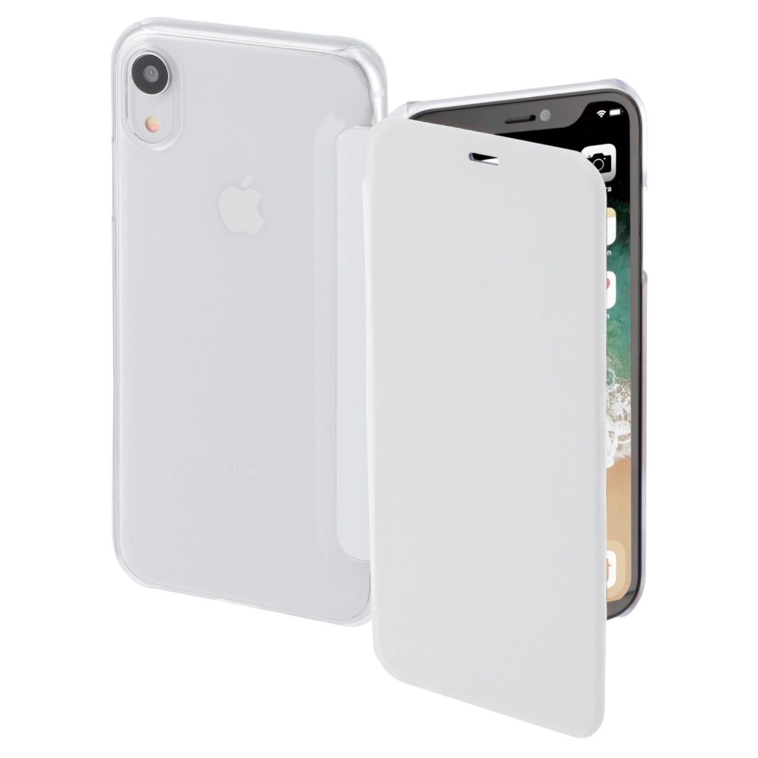 Hama Handyhülle Booklet Clear Klapp-Tasche Schutz-Hülle, Case Flip-Cover für Apple iPhone XR 360° Schutz transparente Rückseite