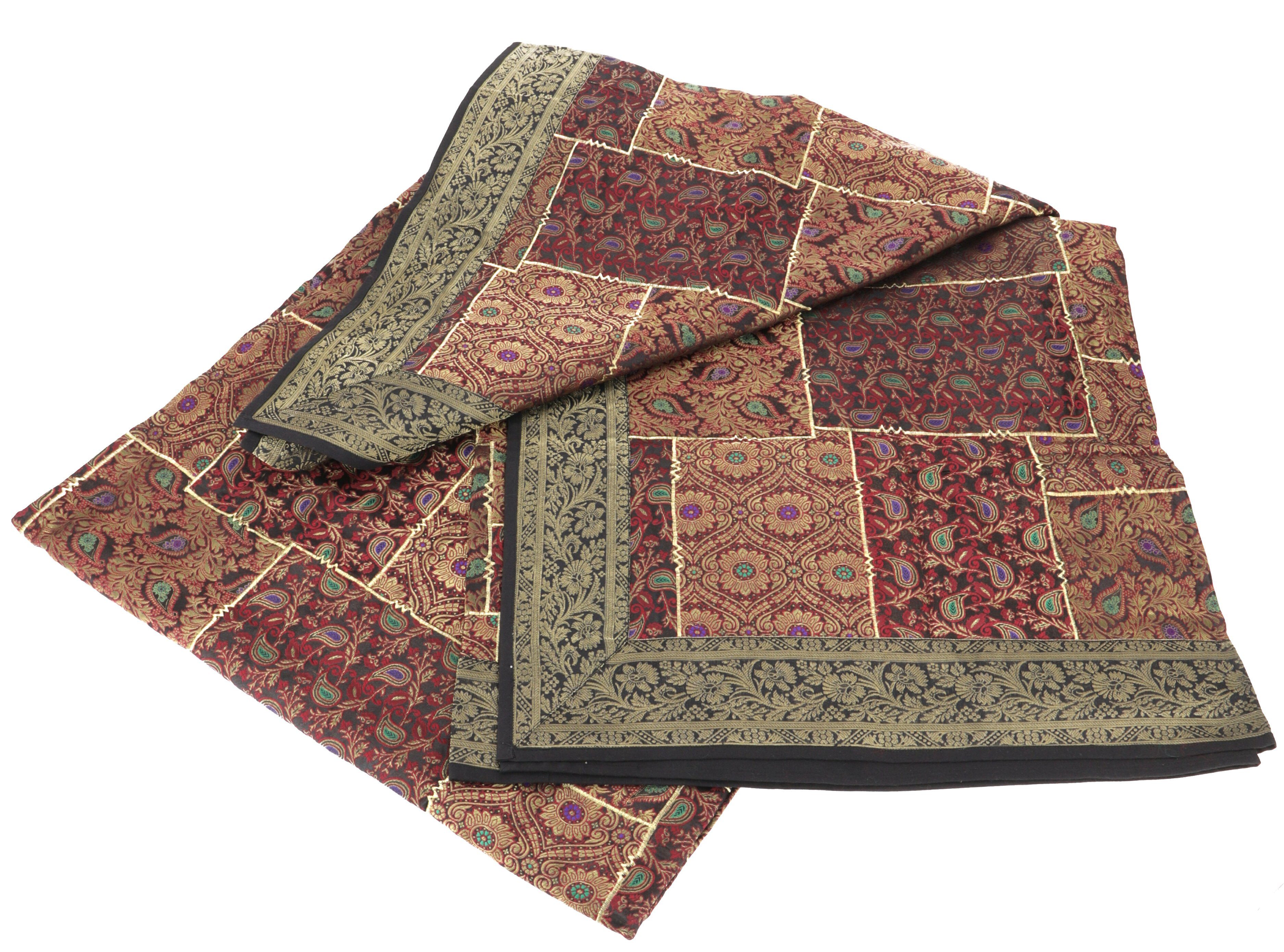 Tagesdecke Orientalische Patchwork Brokatdecke, schwarz Guru-Shop indische