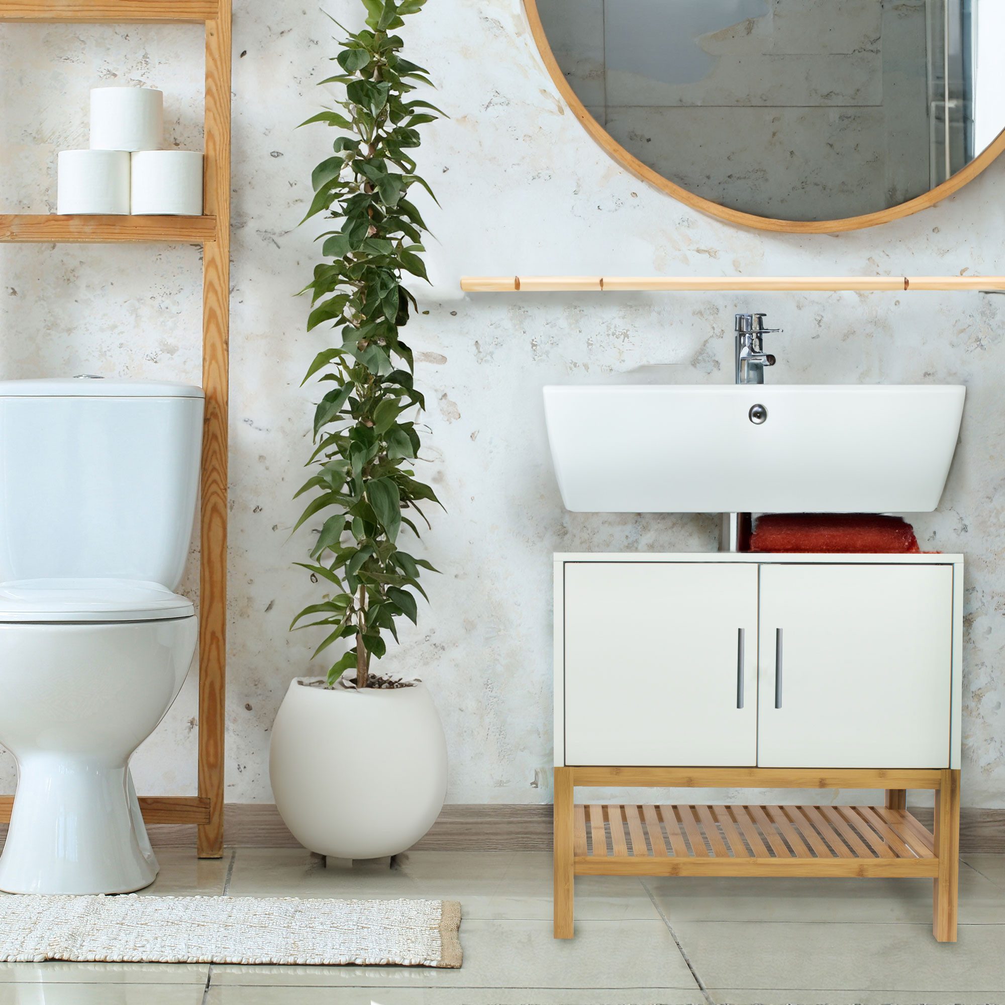 osoltus Badregal osoltus Unterschrank Waschbeckenunterschrank Osaka Bambus günstig online kaufen
