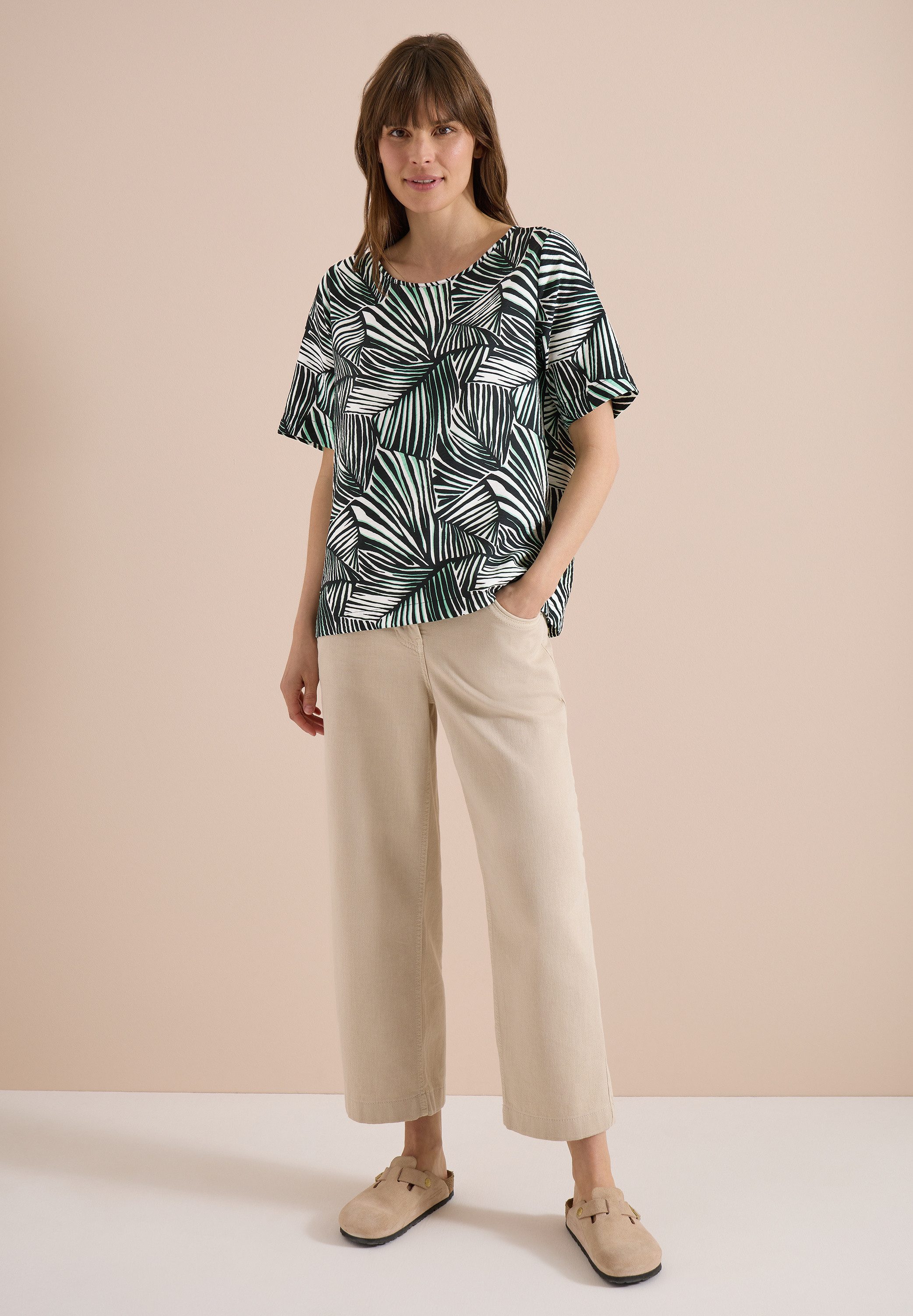 CECIL Kurzarmbluse mit allover Print