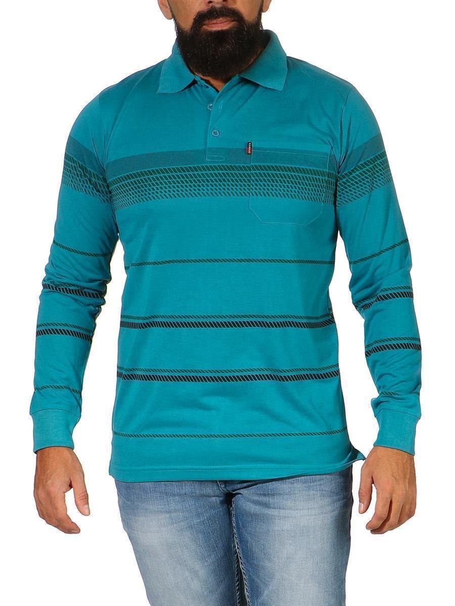 EloModa Poloshirt Herren Polo Shirt Langarm Longsleeve mit Brusttaschen Gr. M L XL XXL (1-tlg) Grün