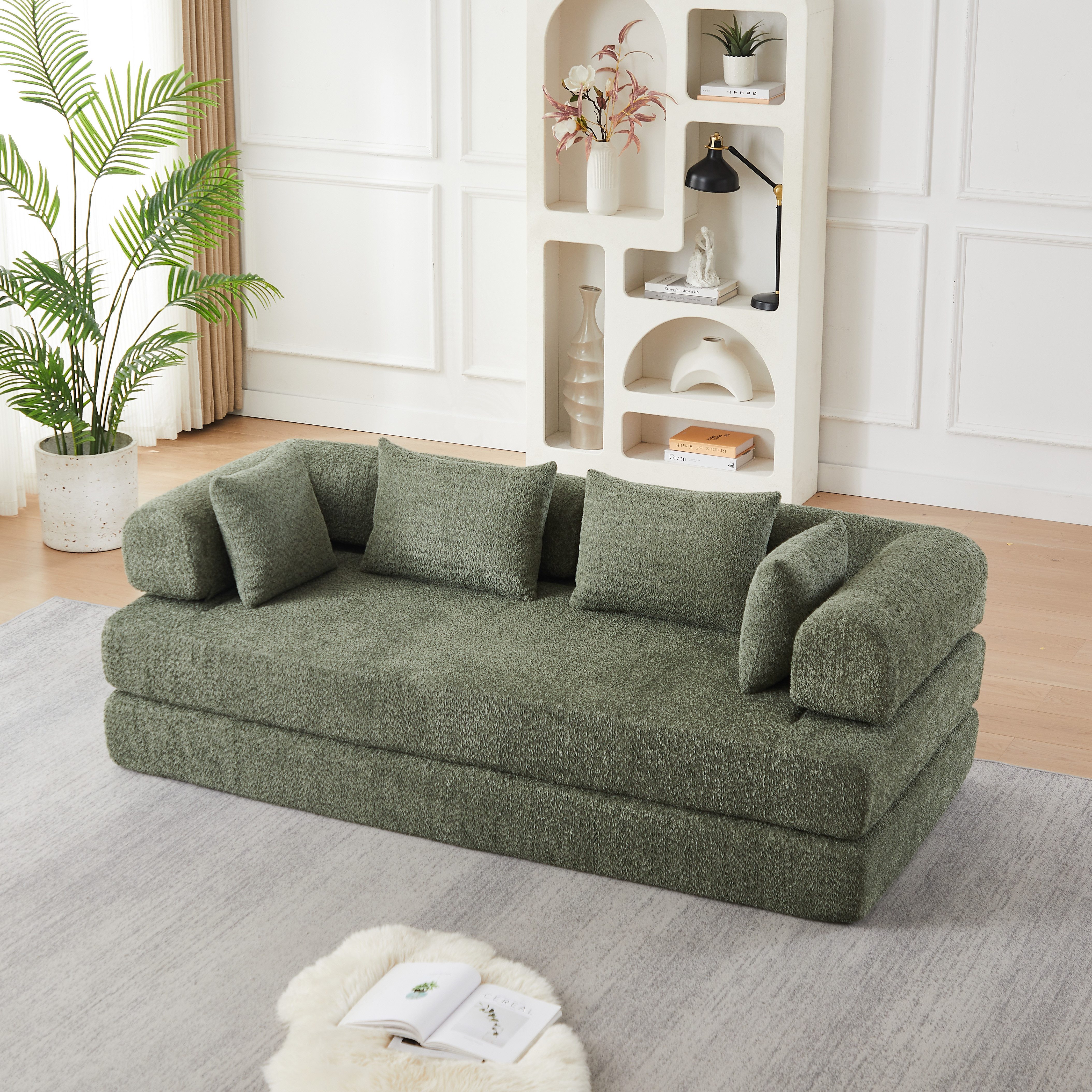 GLP Schlafsofa modulares Chenille Klappsofa mit Schlaffunktion, Breite 200 cm, 2-Sitzer Sofa & Schlafcouch, Liegefläche 190x200 cm