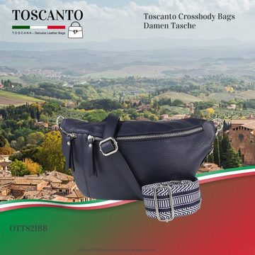 Toscanto Gürteltasche Toscanto Tasche dunkelblau Gürteltasche (Gürteltasche), Damen Gürteltasche Leder, dunkelblau ca. 37cm x ca. 20cm