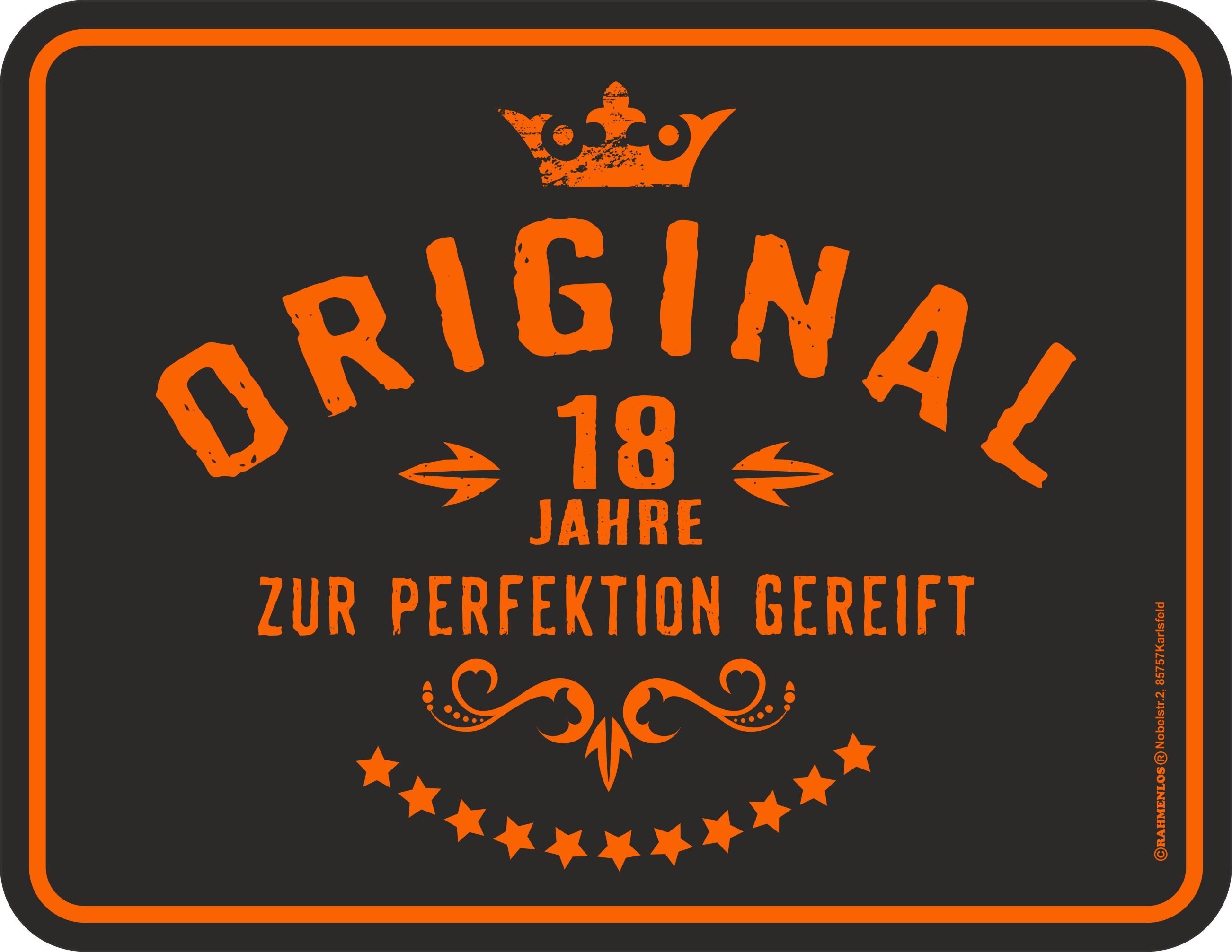 Rahmenlos Blechschild zum 18 Geburtstag