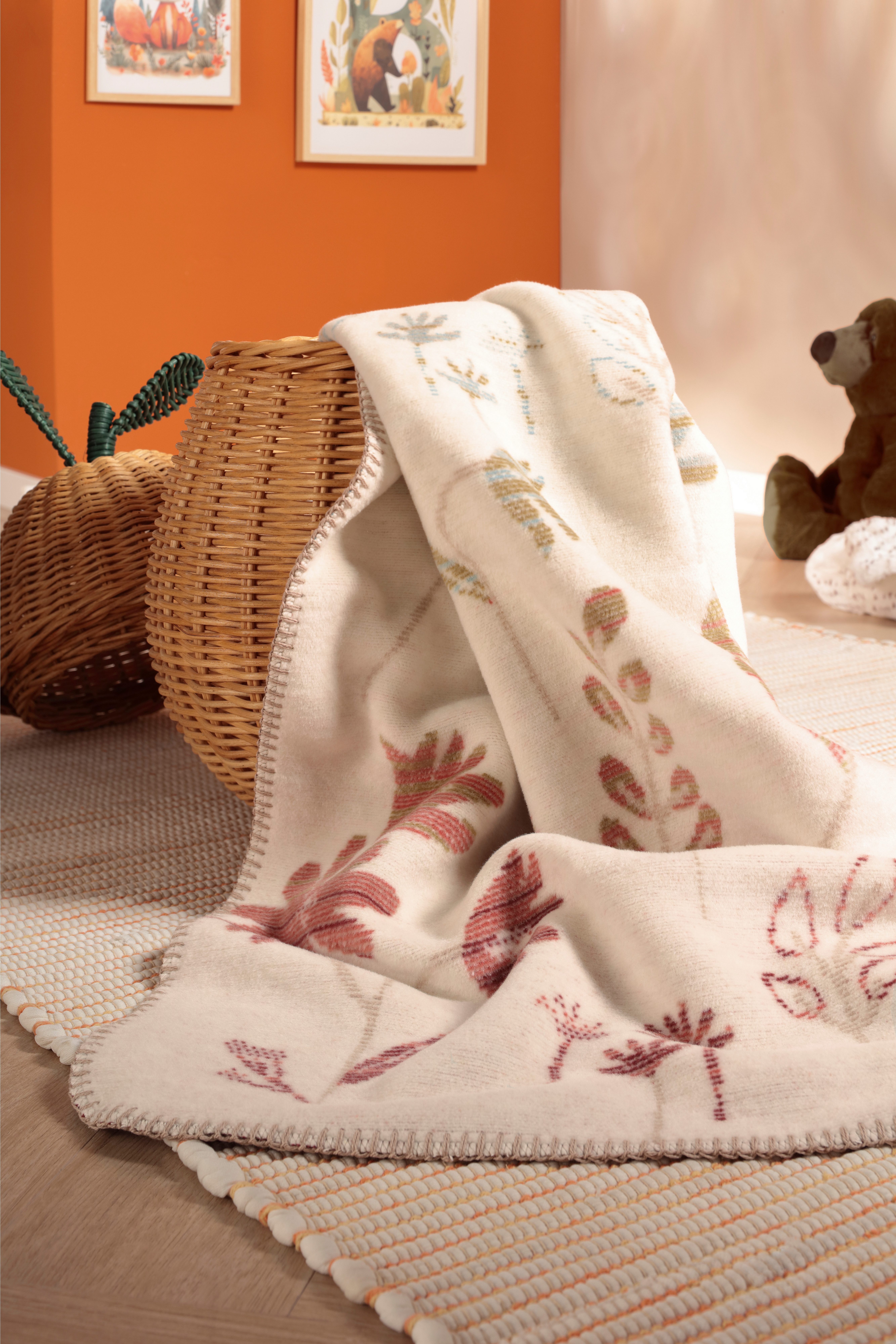 Babydecke Babydecke Wild Flowers, Biederlack, 75 x 100, mit Zierstich