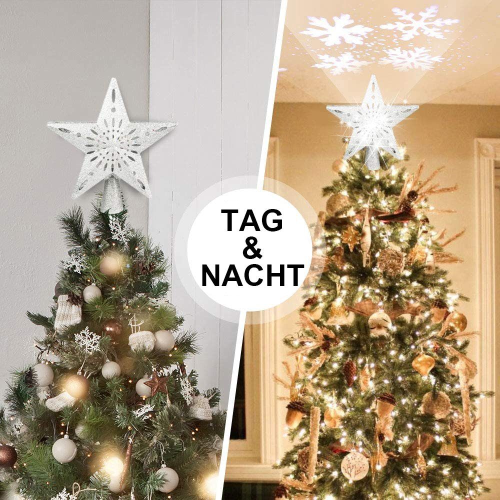 Jibenhome Christbaumspitze Schneeflockenprojektor Stern Baumspitze Christba günstig online kaufen