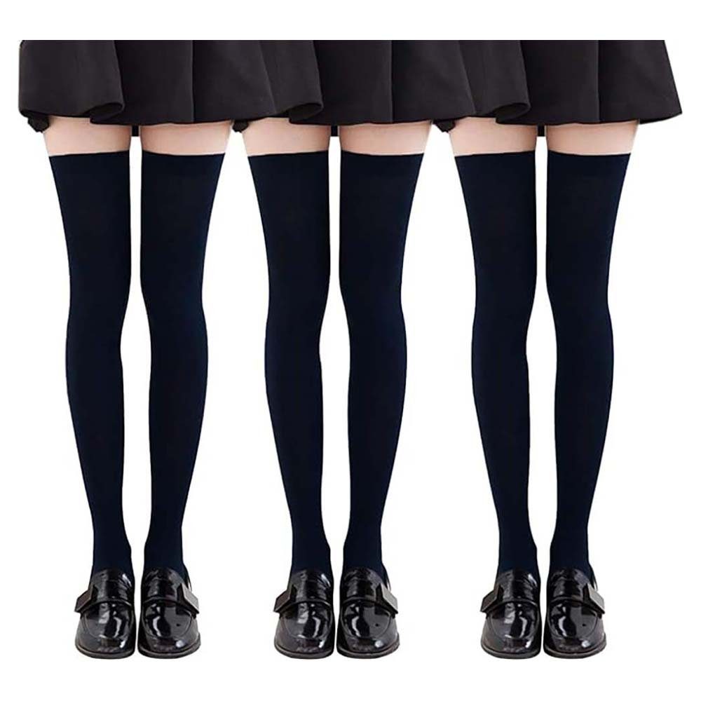 CTGtree Overknees Overknee Stockings Socks 3 High Socks Paar Women's Schwarz Knee Long
