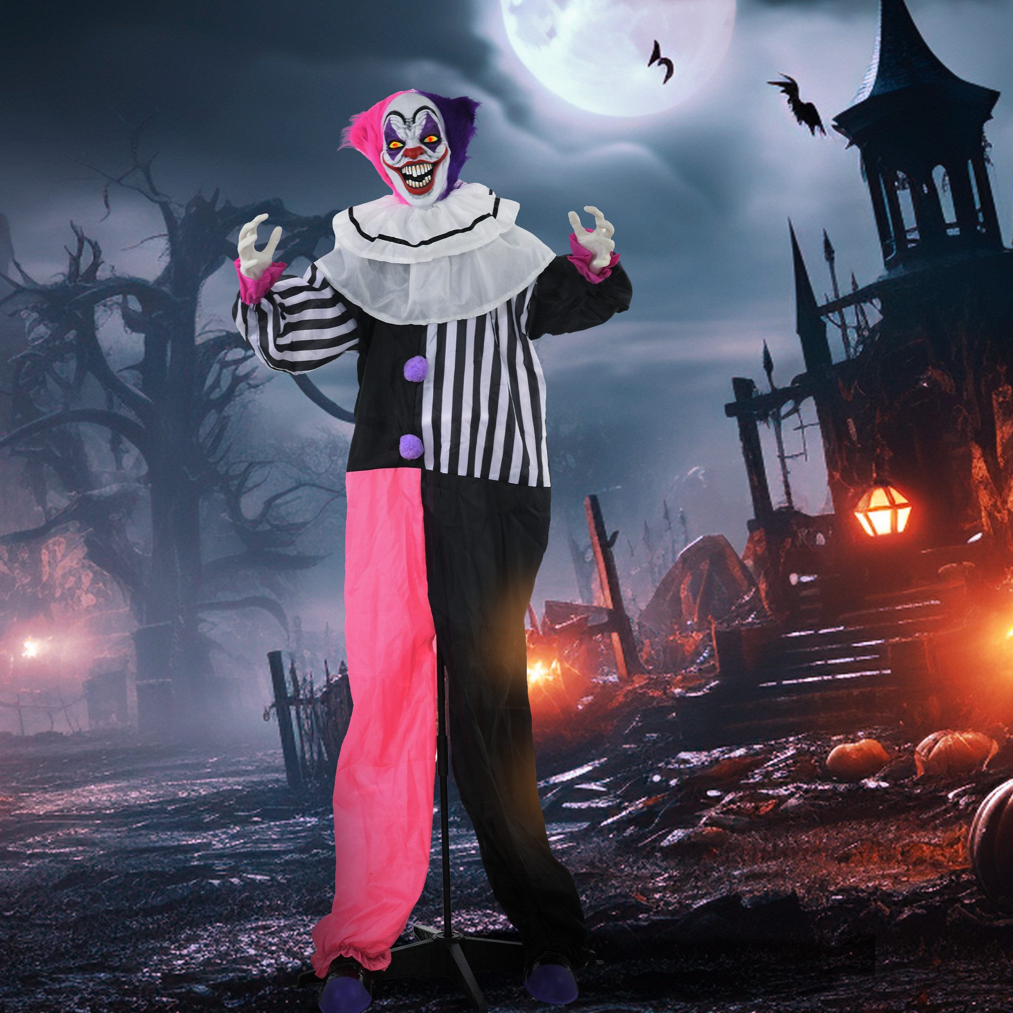 HOMCOM Dekofigur beweglich (Grusel-Clown Halloween-Dekoration, 1 günstig online kaufen