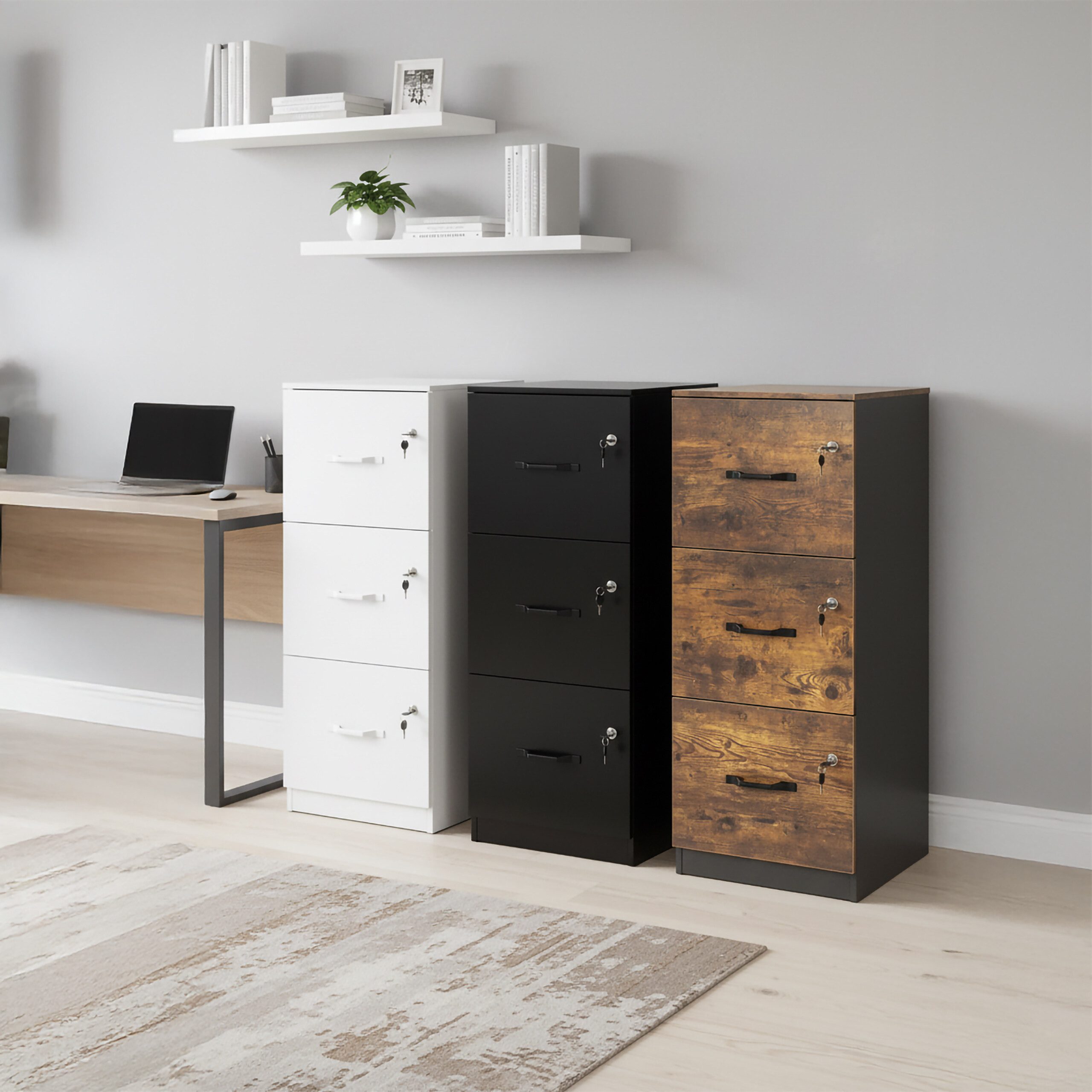 relaxdays Aktenschrank Hängeregister Industrial-Schwarz – Bild 3 von 5