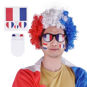 GalaxyCat Kostüm Großes Frankreich Fan Paket zur Fußball EM 2024, 11-teilig, Fan Set, Fan Paket Frankreich
