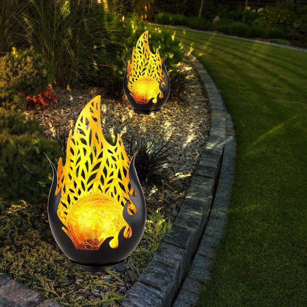 GLOBO LIGHTING LED Solarleuchte, LED-Leuchtmittel fest verbaut, Warmweiß, Gartendeko Solarlampen für Außen Outdoor Balkon Deko schwarz gold