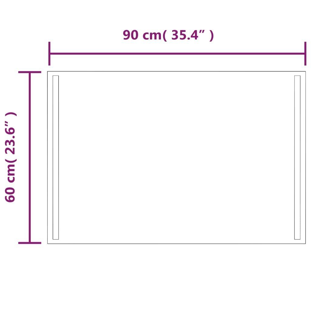 cm Wandspiegel LED-Badspiegel furnicato 90x60