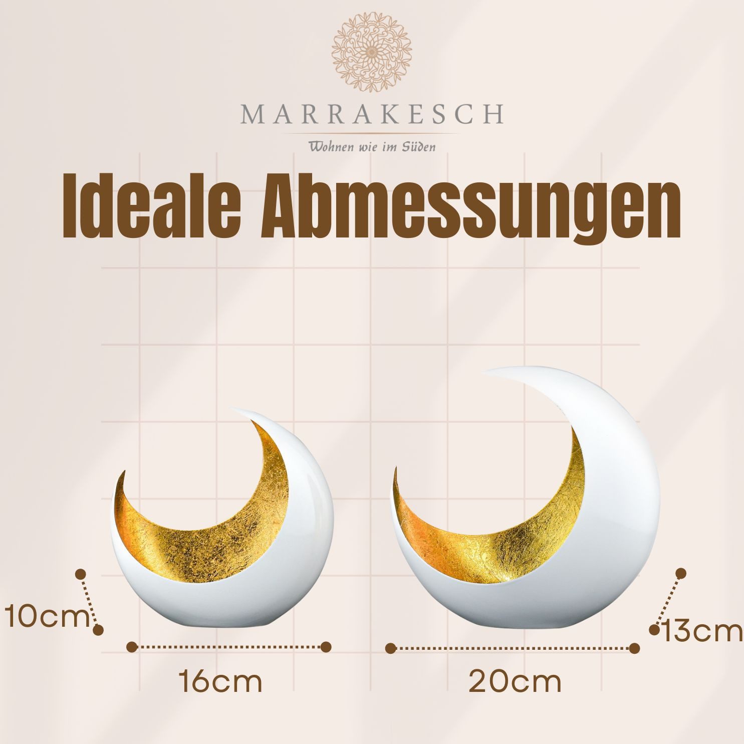 Marrakesch Orient & Mediterran Interior Teelichthalter 2er Set Orientalisches Teelichthalter Moon aus Metall in Weiß 20 cm (2 St), Handarbeit