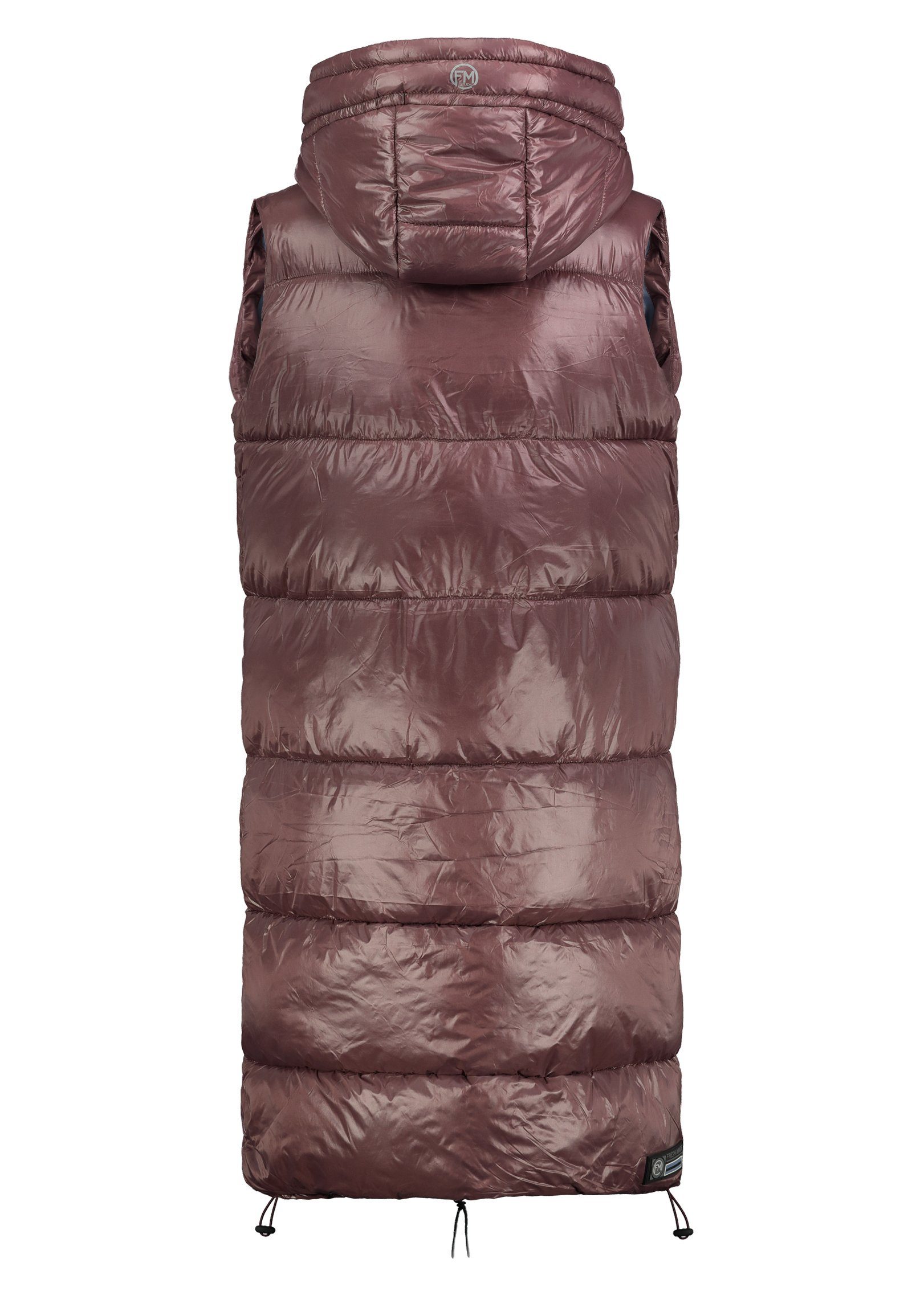 Fresh Made Steppweste Lange Stepp weste Kapuze Übergangs Herbst Frühlings Weste Windbreaker