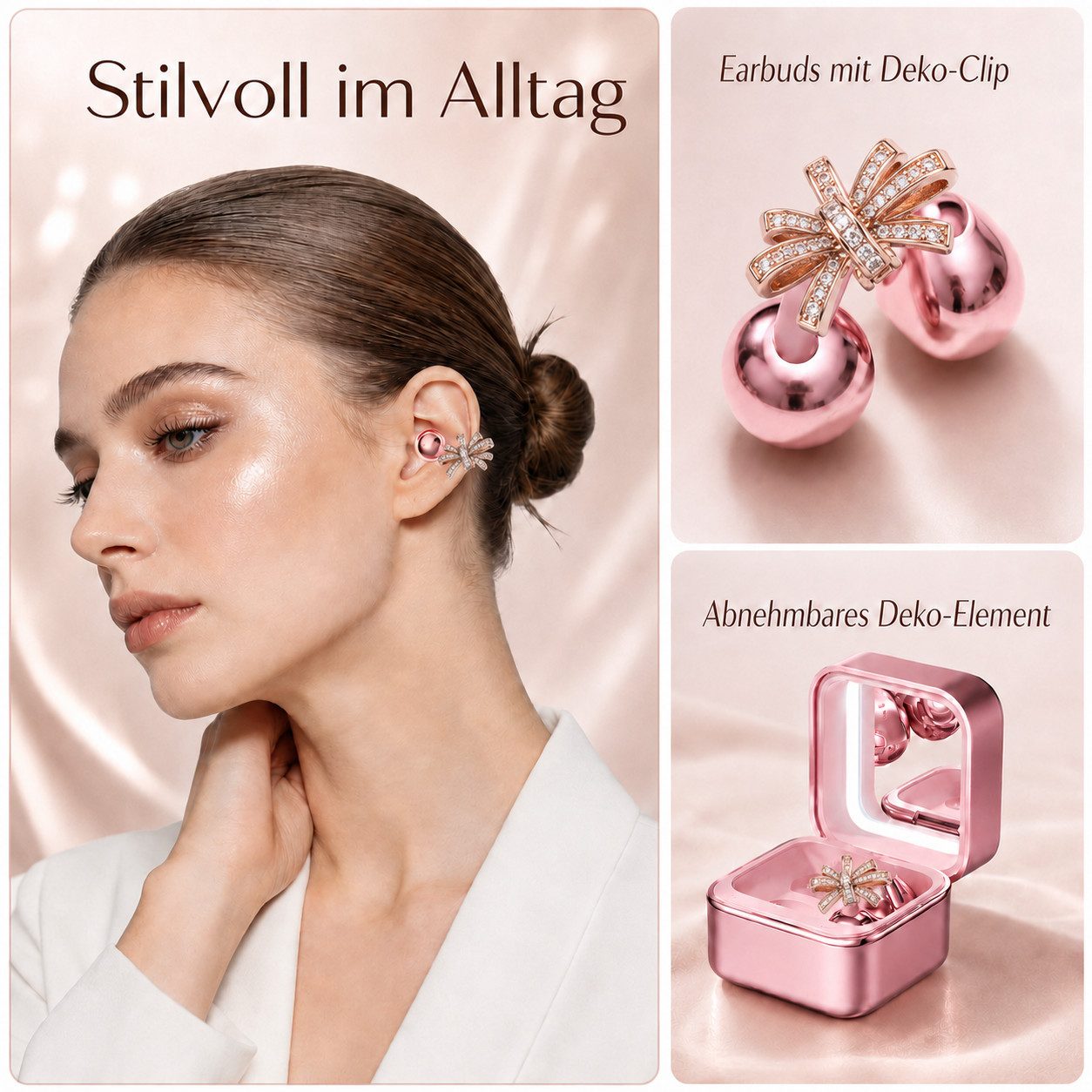 Futicare Kabellose Clip-On Bluetooth Kopfhörer mit Mikrofon,30 Std. Akku, IP56, Open-Ear-Kopfhörer (Bluetooth 6.0 Ohrclip Earbuds mit Spiegel-Ladebox, LED-Licht – Bild 2 von 5