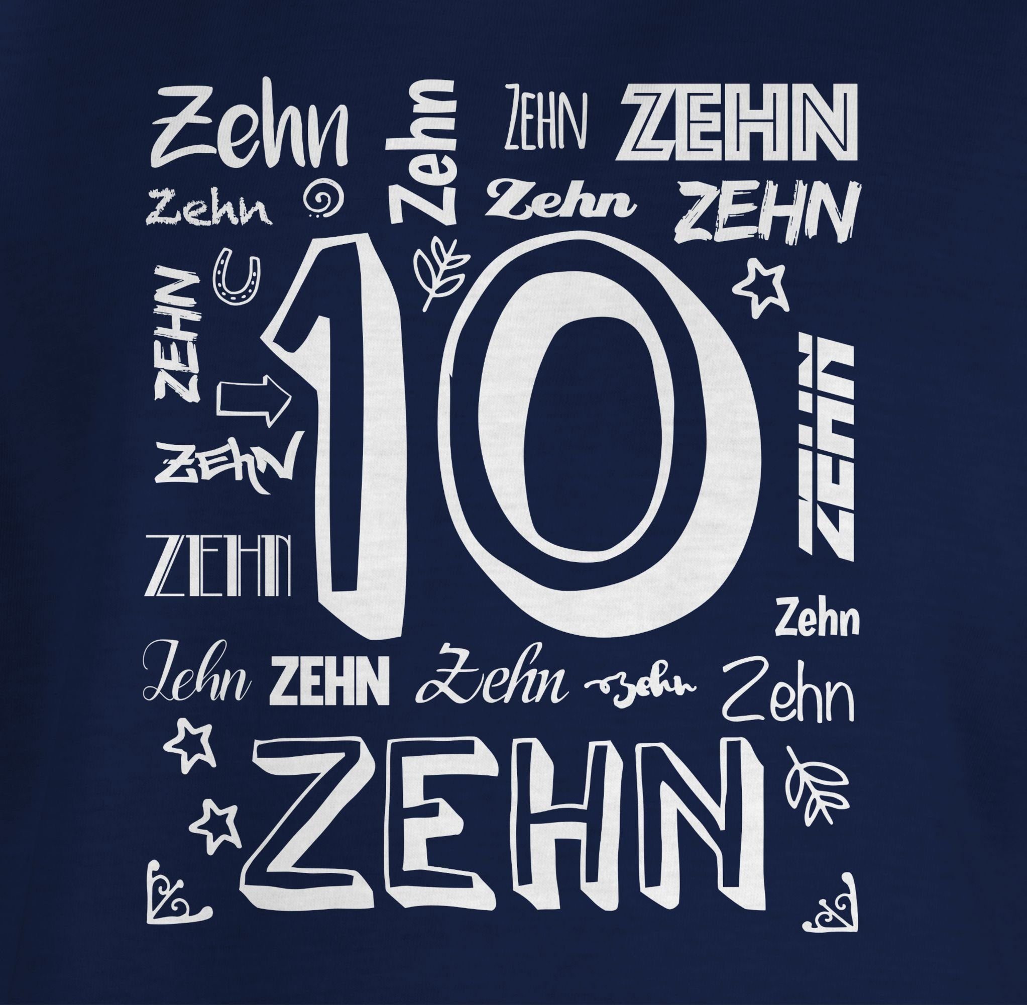 Geburtstag Shirtracer 10. 3 Zahlen Dunkelblau T-Shirt Zehnter