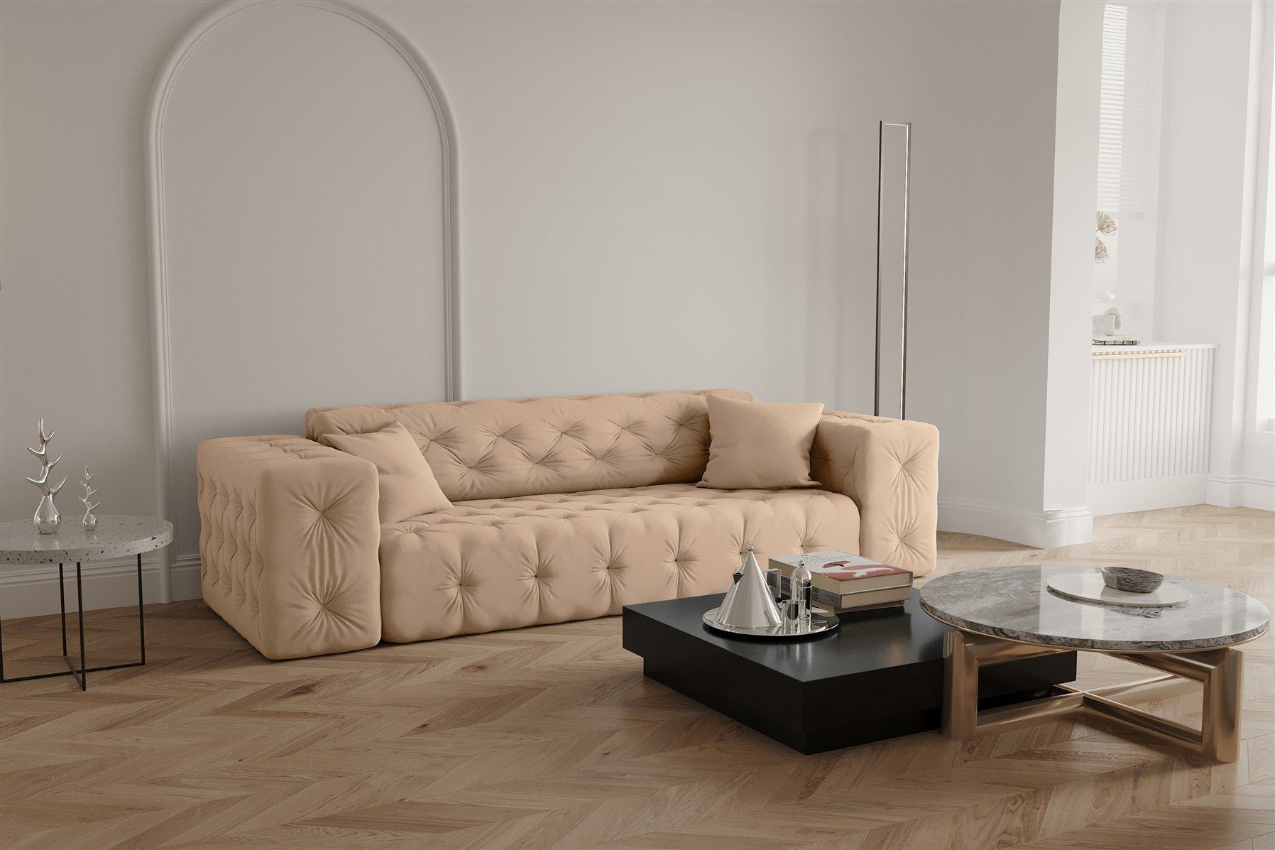 Fun Möbel Sofa Sofa Designersofa CHANTAL 3-Sitzer in Stoff Opera Velvet