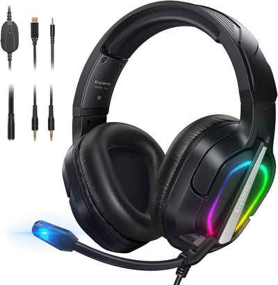 Krysenix Bequeme Steuerung Gaming-Headset (Stereo-Surround-Sound, Multiplattform-Kompatibilität, Profi-Design mit RGB-Licht, ergonomisch, Noise-Cancelling-Mikrofon)