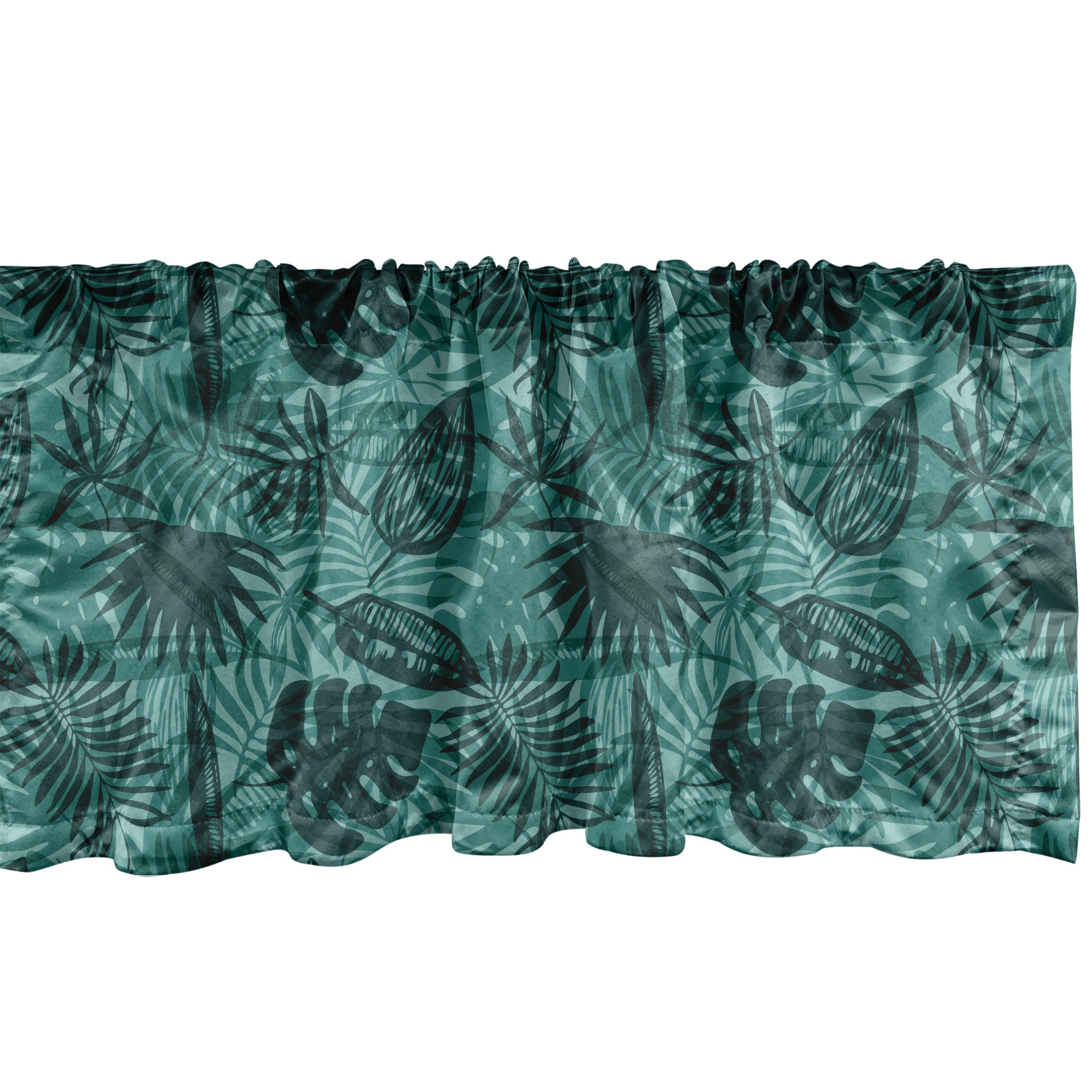 Scheibengardine Vorhang Volant für Küche mit Abakuhaus, Plants Schlafzimmer Stangentasche, Dschungel Dekor hawaiisch Microfaser, Monotone