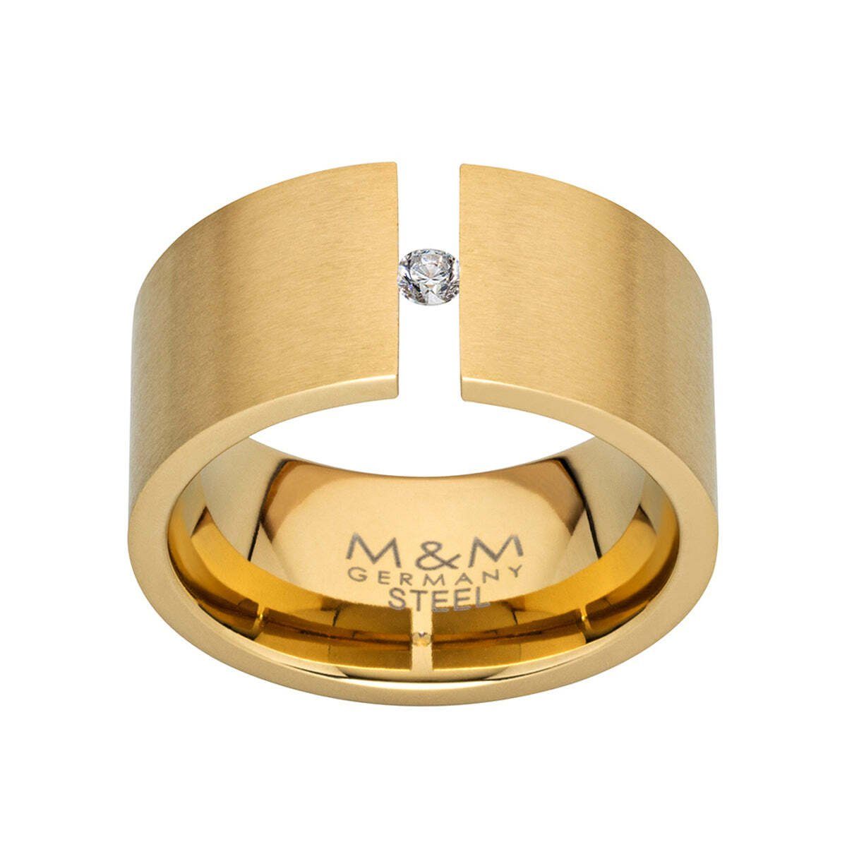 M&M Spannring Ring Damen breit Spannring mit Zirkonia Stein (1-tlg), ModernGlam; deutsche Qualität, inkl. edles Schmucketui