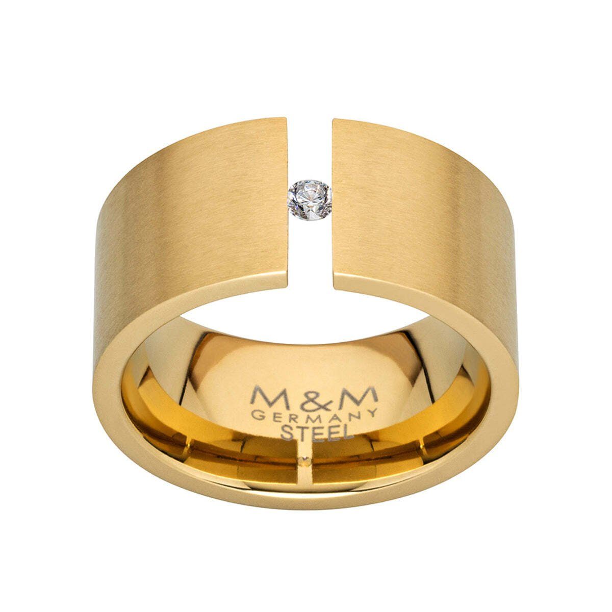 M&M Spannring Ring Damen breit Spannring mit Zirkonia Stein (1-tlg),  ModernGlam; deutsche Qualität, inkl. edles Schmucketui
