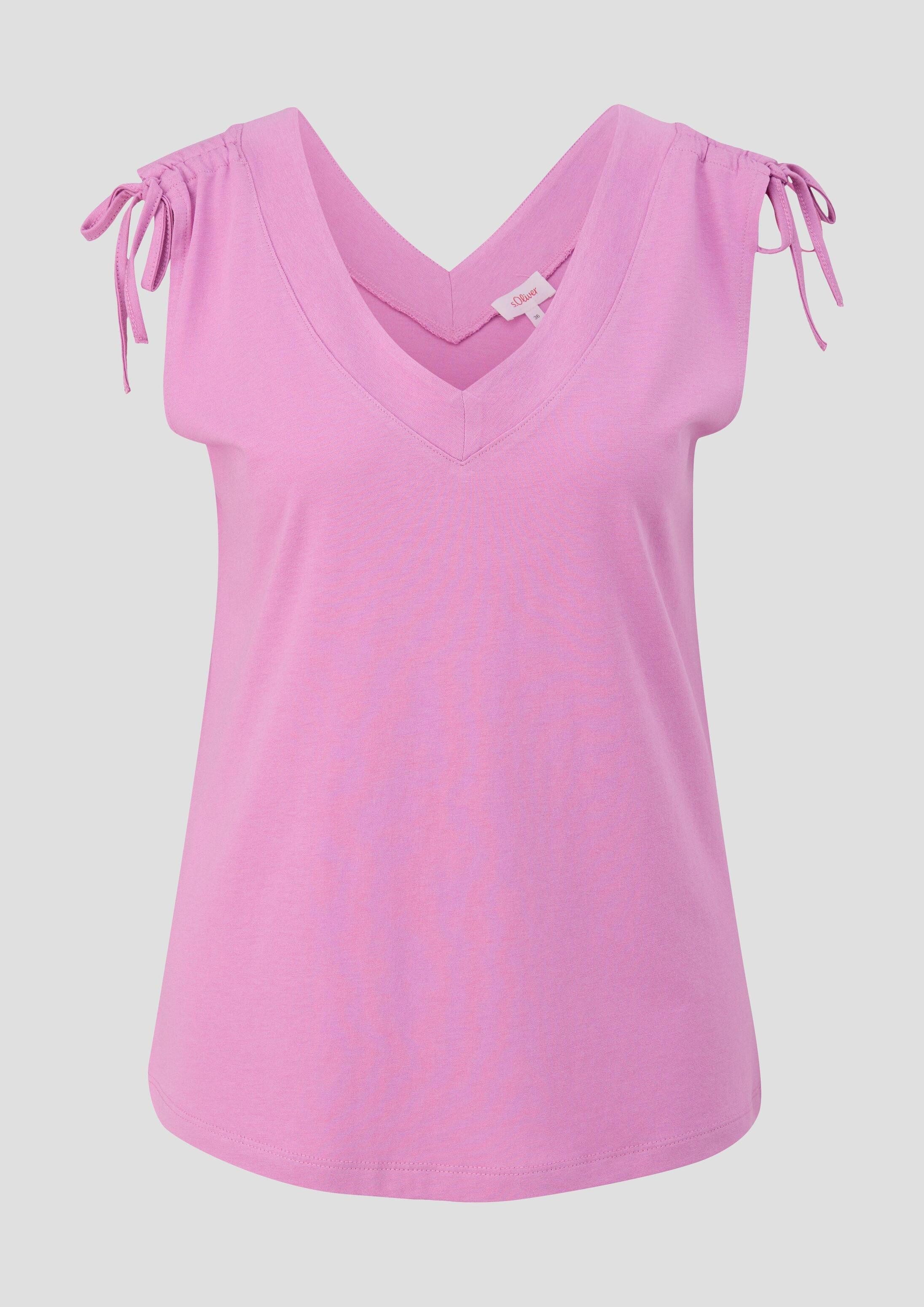 s.Oliver Muscleshirt T-Shirt Ärmelloses Shirt mit Bindedetail an der Schulterpartie