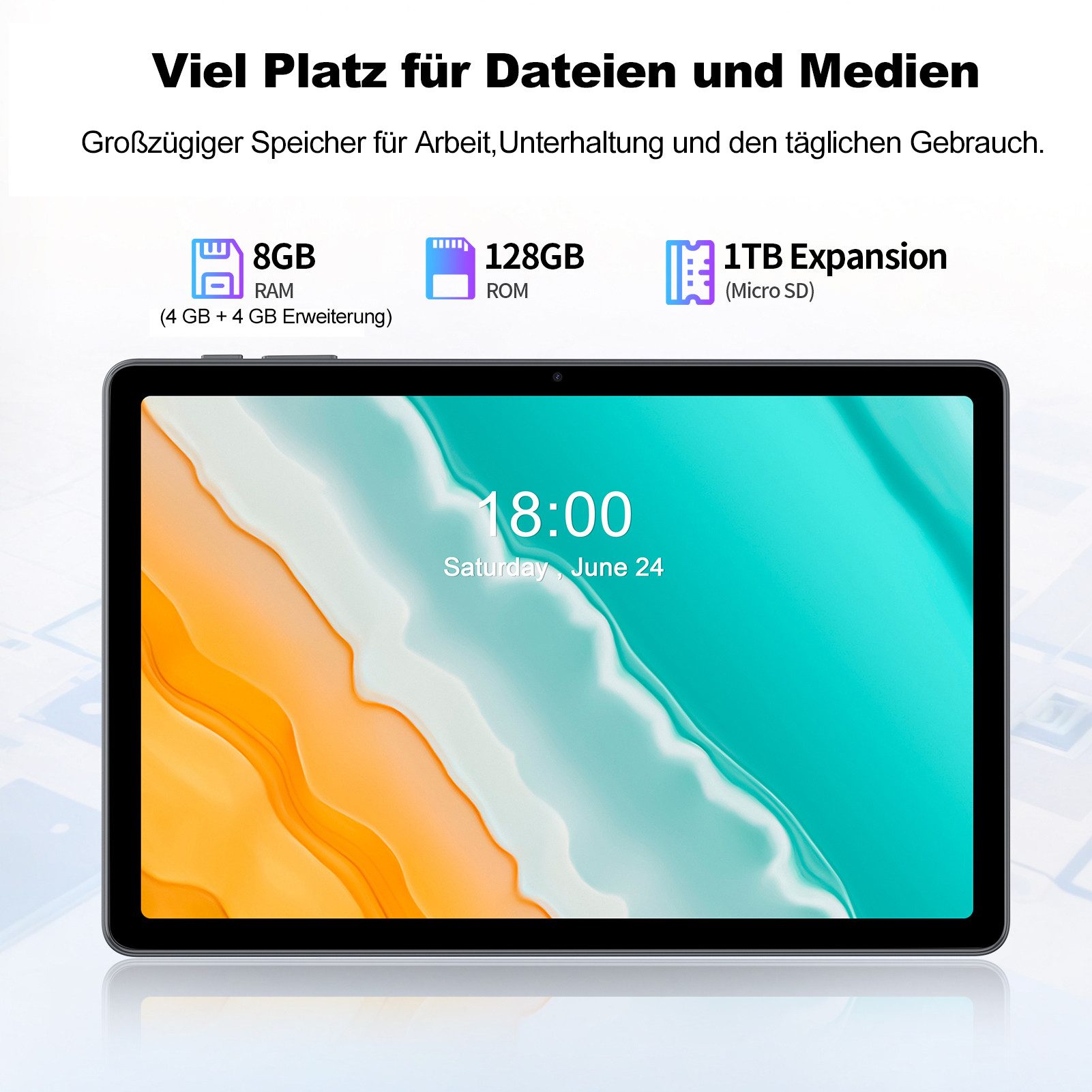 VASOUN TAB15 Lite Tablet 11 Zoll,128 GB,8000 mAh Akku mit 18W Schnellladung Tablet (11", 128 GB, Android-Betriebssystem, ( 5G WiFi13MP,FHD Display,zwei Lautsprecher)