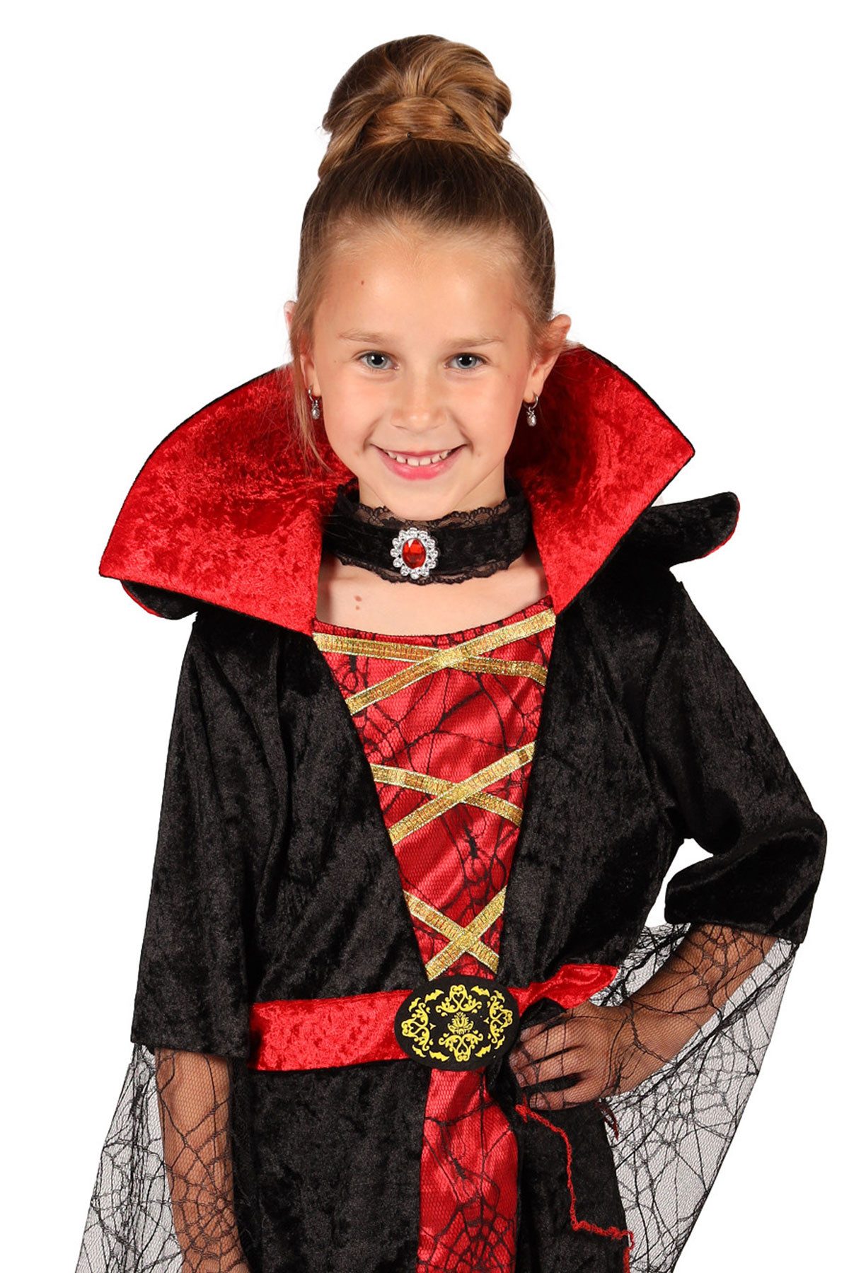 thetru Hexen-Kostüm 'Draculina' für Mädchen, Langes Kleid mit Halsban