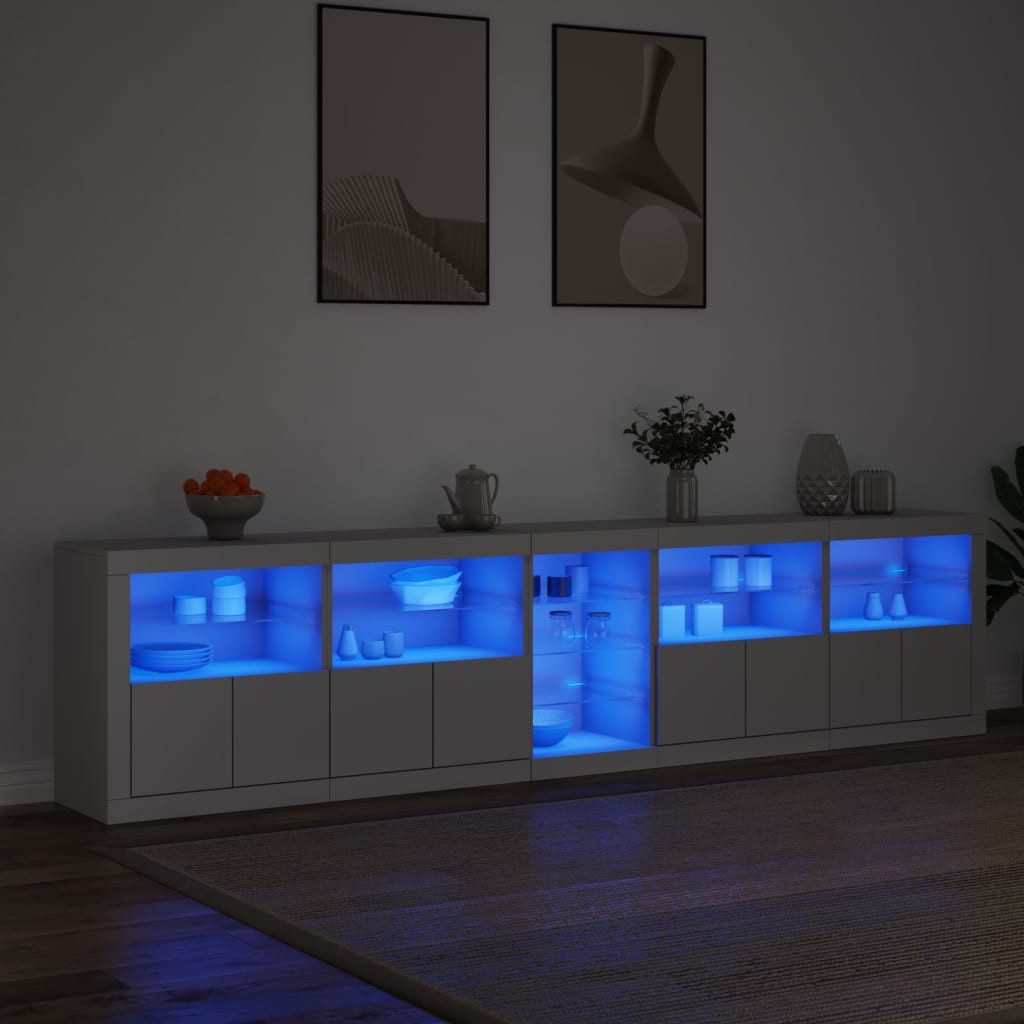 vidaXL Sideboard Sideboard mit LED-Leuchten Weiß günstig online kaufen