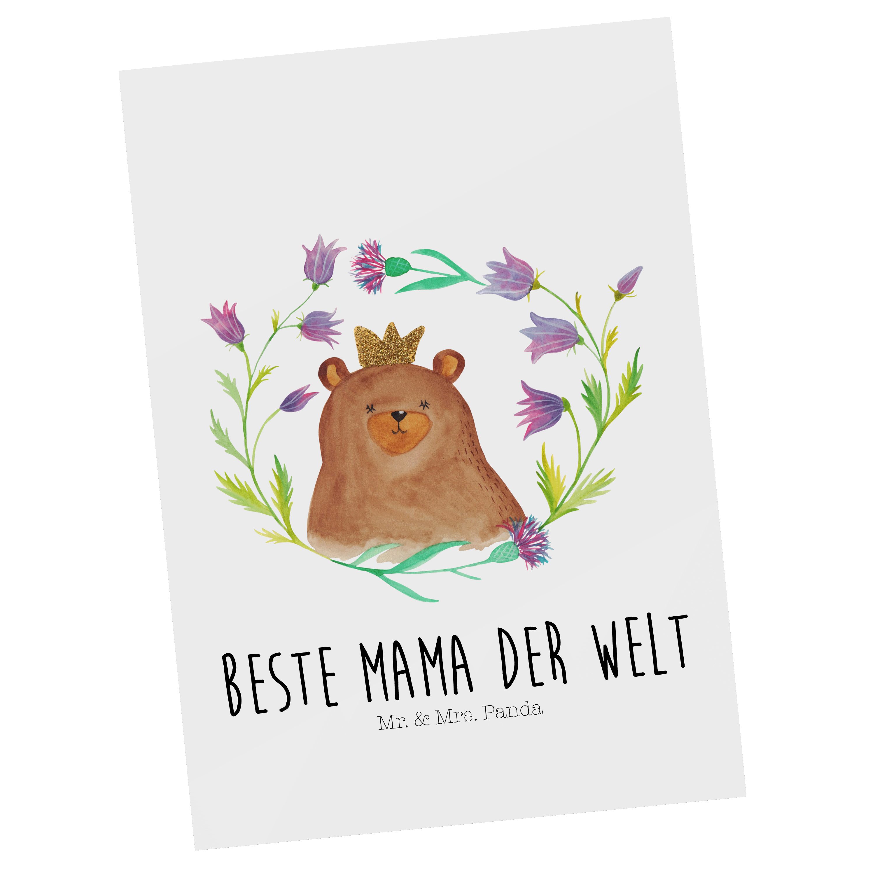 Mr. & Mrs. Panda Postkarte Bär Königin - Weiß - Geschenk, Lieblingsmensch, Geburtstagskarte, Ans