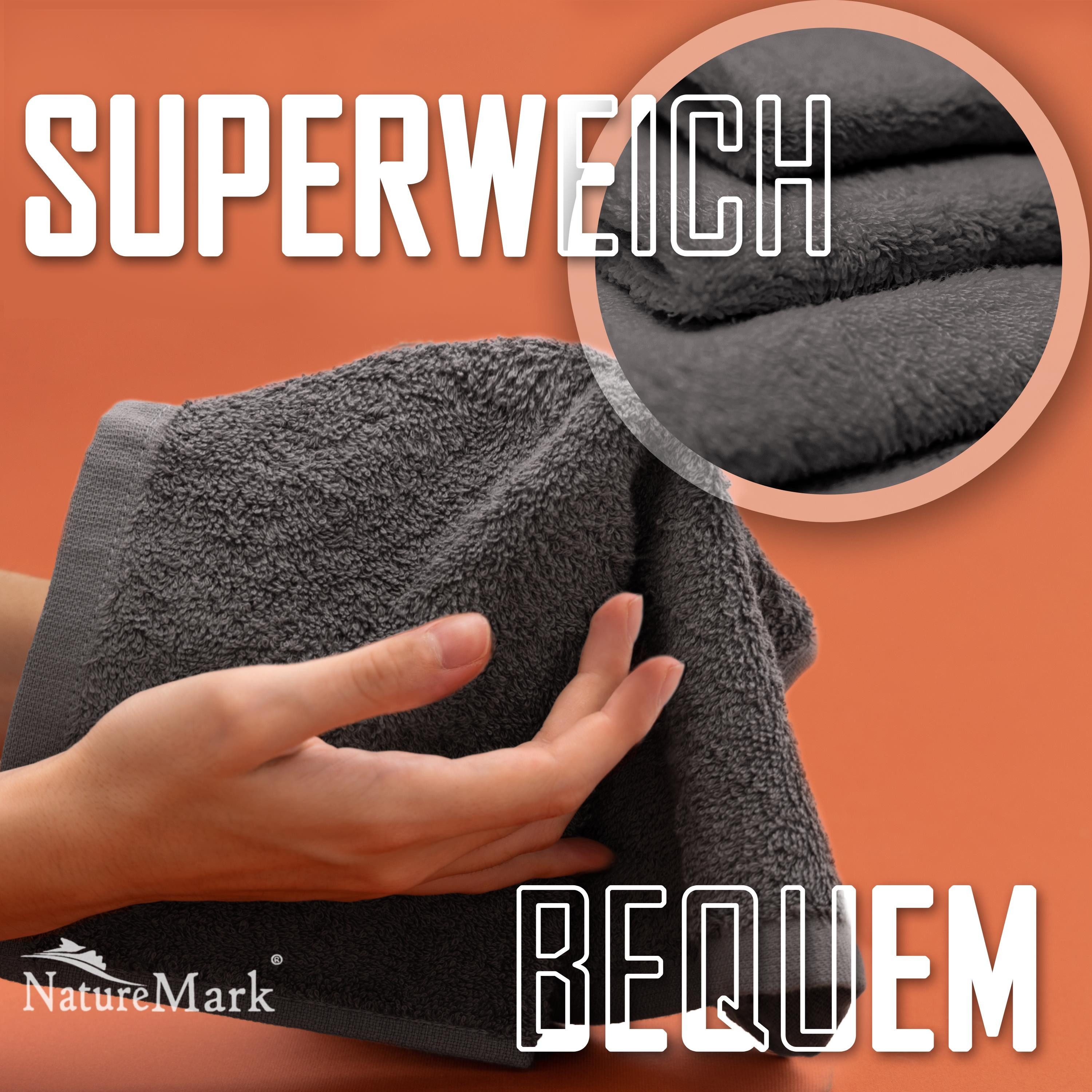 NatureMark Seiftuch 10er-Set Seiftücher 30x30cm 100% Baumwolle, (10-St), Frottier Waschlappen Seiflappen 30 x 30 cm, Anthrazit grau – Bild 4 von 5