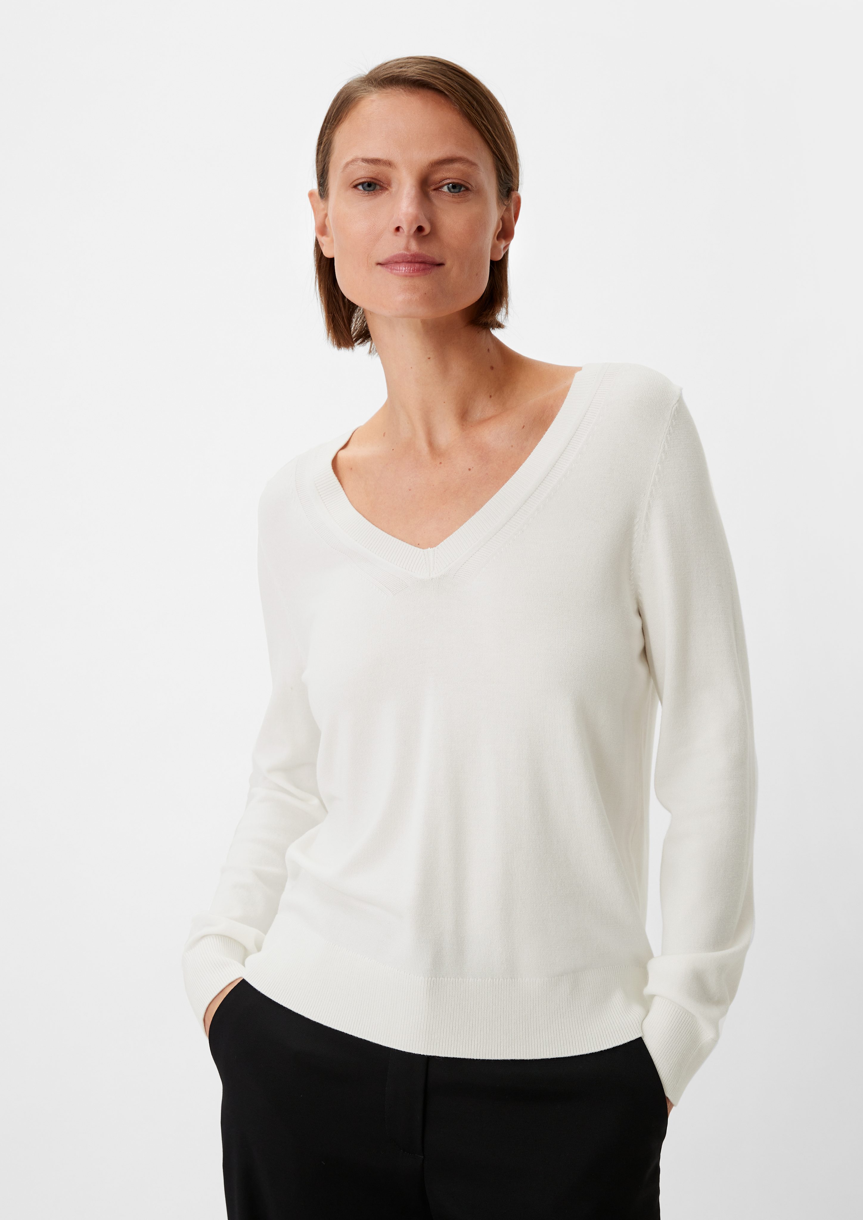 Comma Langarmshirt Strickpullover aus Viskosemix