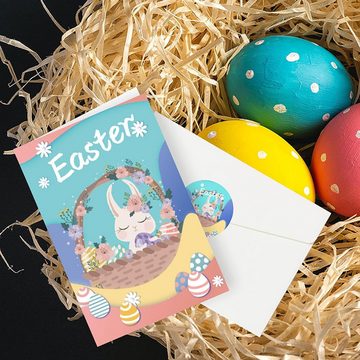 FIDDY Osterkarte Osterkarten,Niedliche Oster Grußkarten mit Umschlägen und Aufklebern
