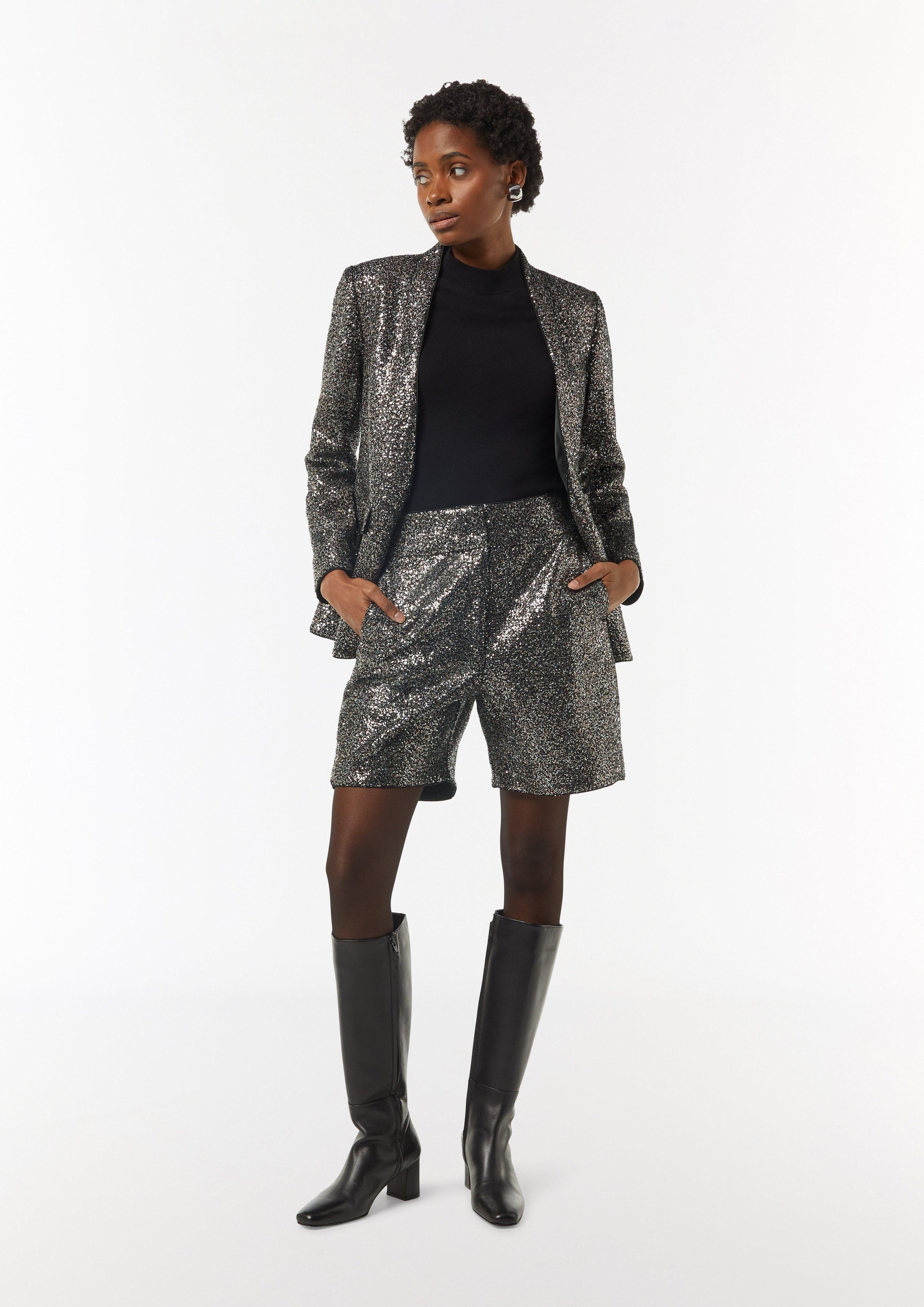 Comma Chinoshorts High-Rise-Short mit Pailletten Pailletten günstig online kaufen